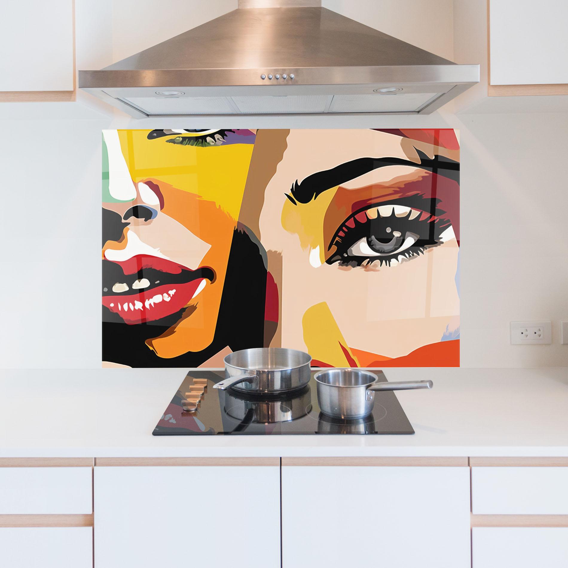 Konyhai üveg hátfal Beauty Woman Art mockup 5