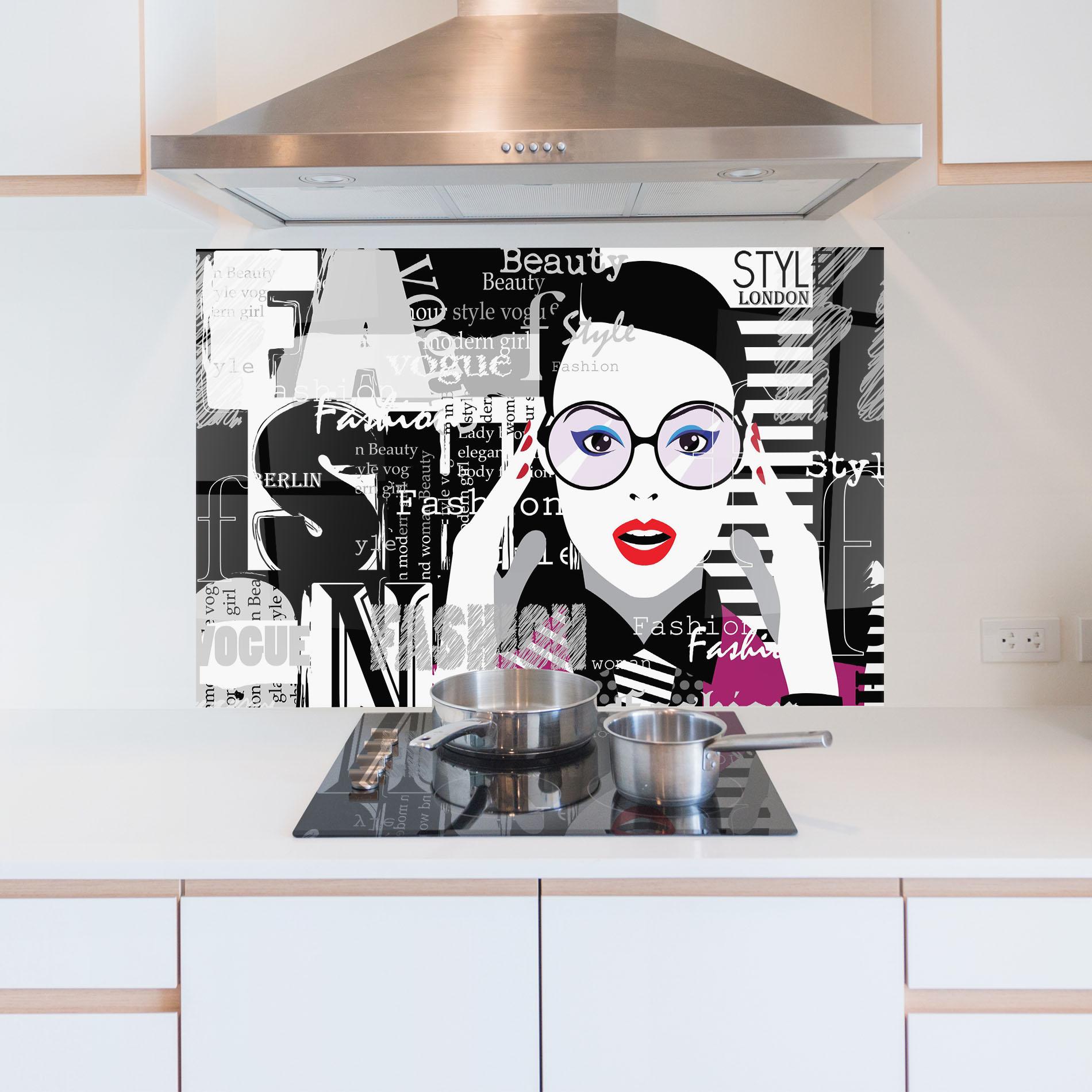 Konyhai üveg hátfal Fashion Collage mockup 5