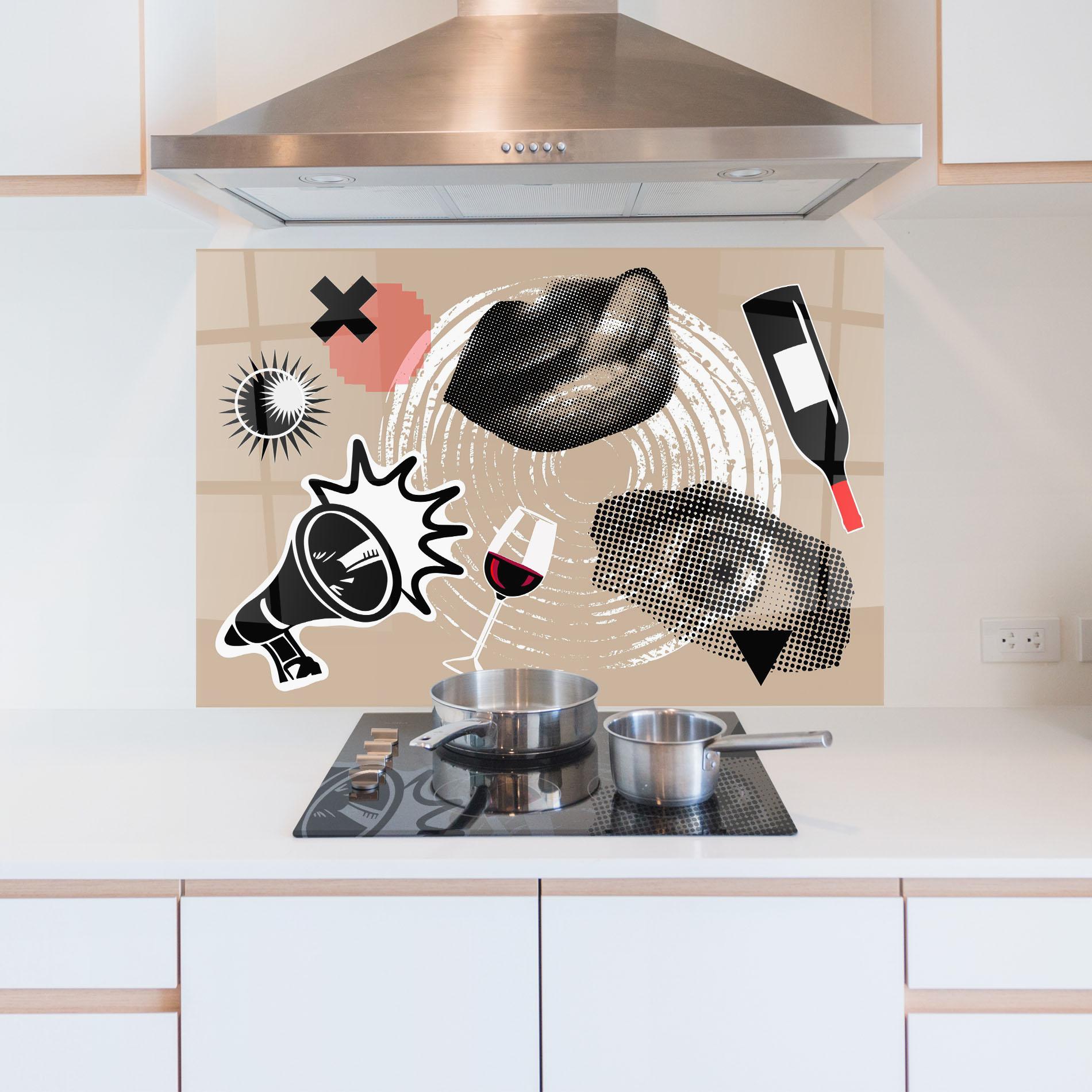 Konyhai üveg hátfal Lips Mouth Collage mockup 5