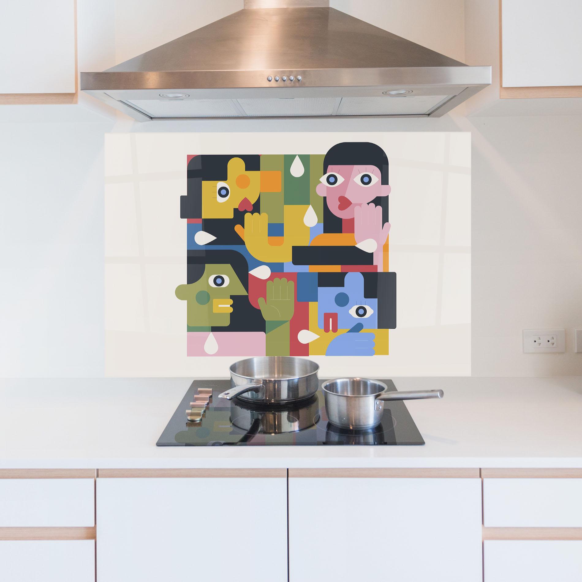 Konyhai üveg hátfal Minimal People Collage mockup 5