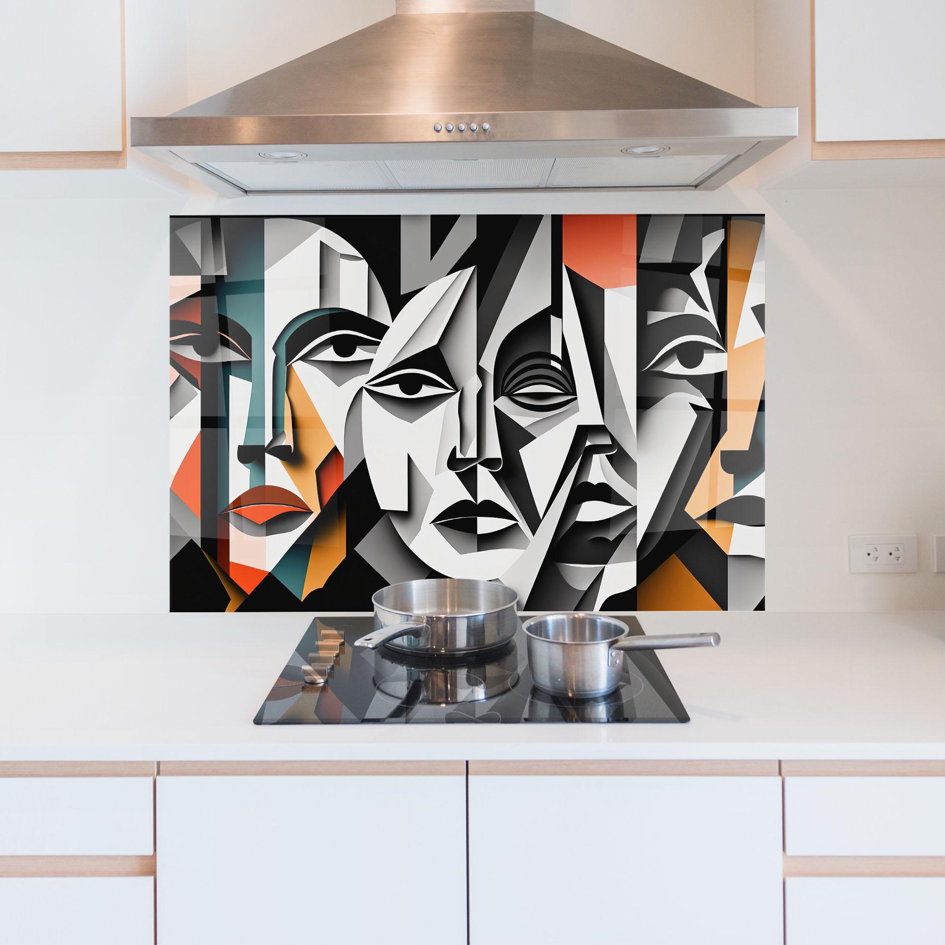 Konyhai üveg hátfal Mix Faces Collage mockup 5