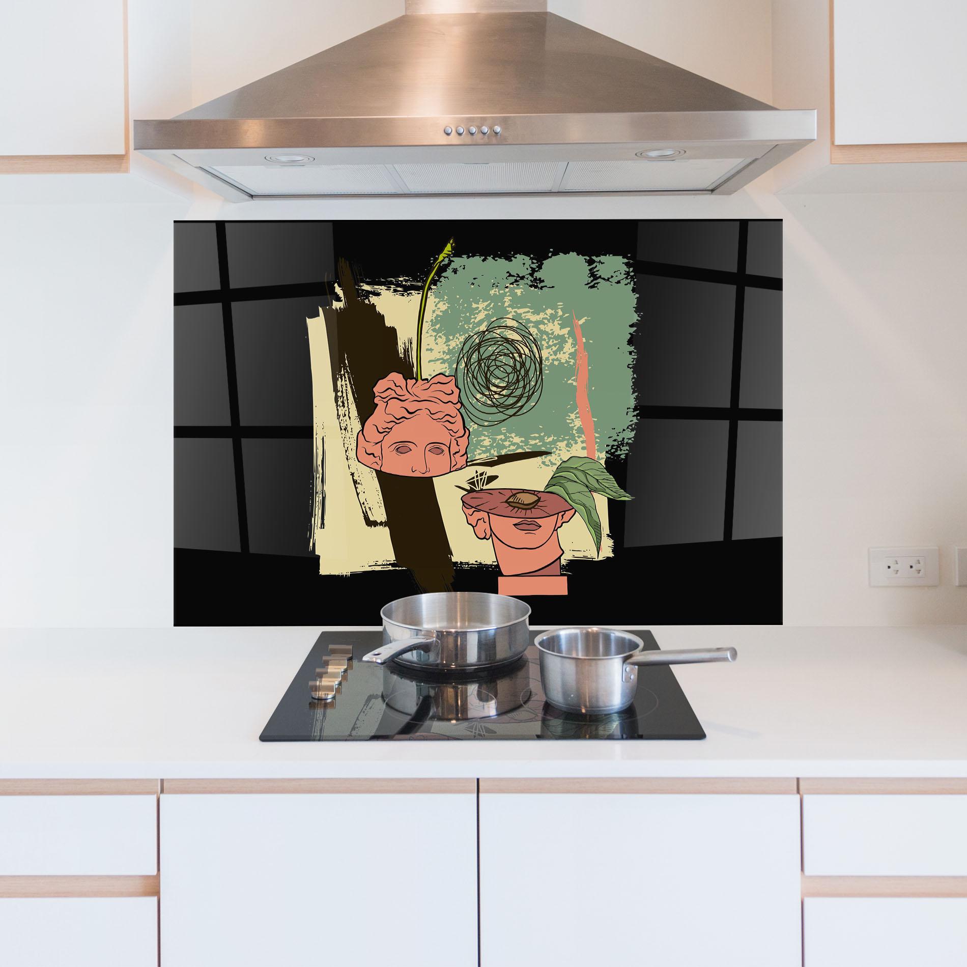 Konyhai üveg hátfal Statue Fruit mockup 5