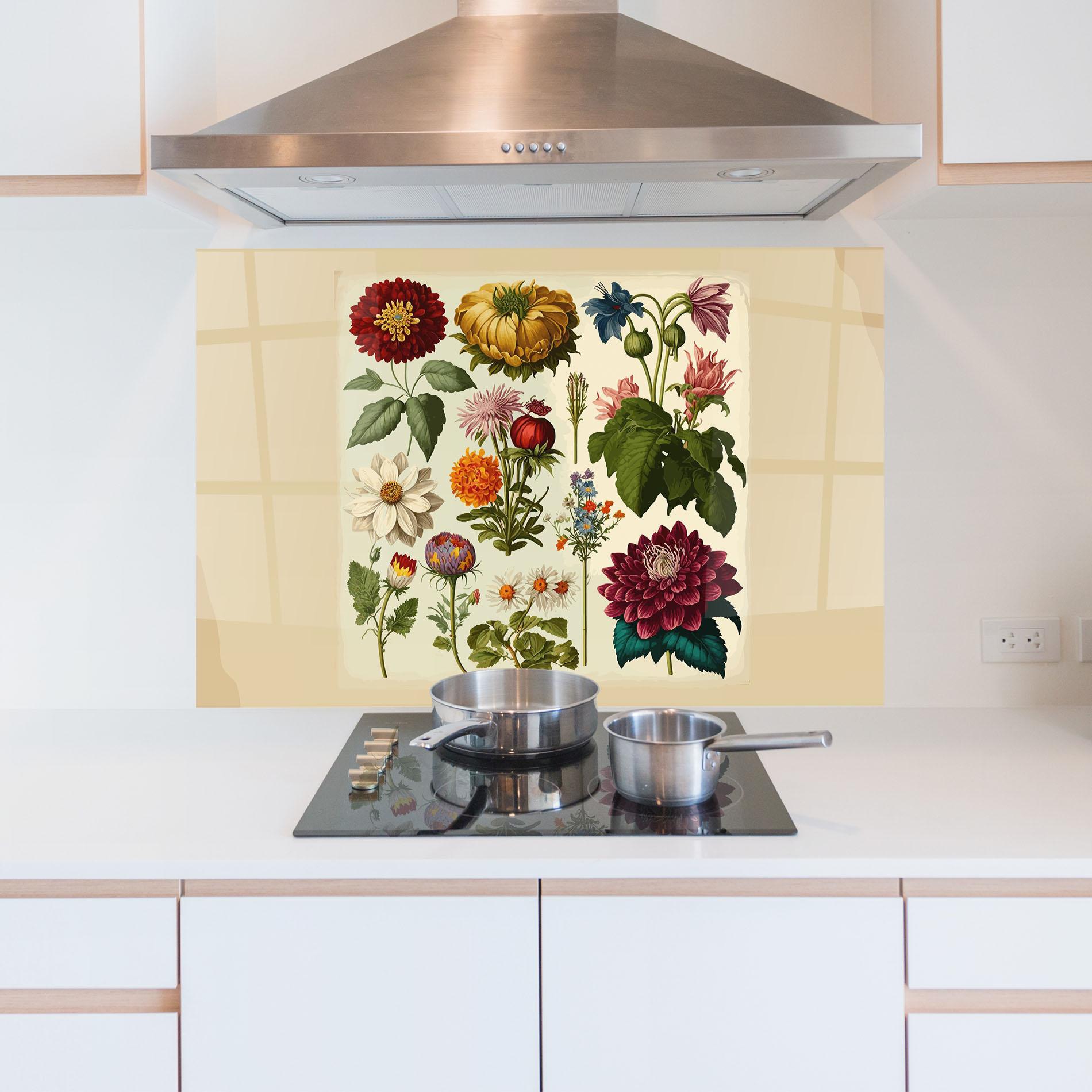 Konyhai üveg hátfal Vintage Botanical mockup 5