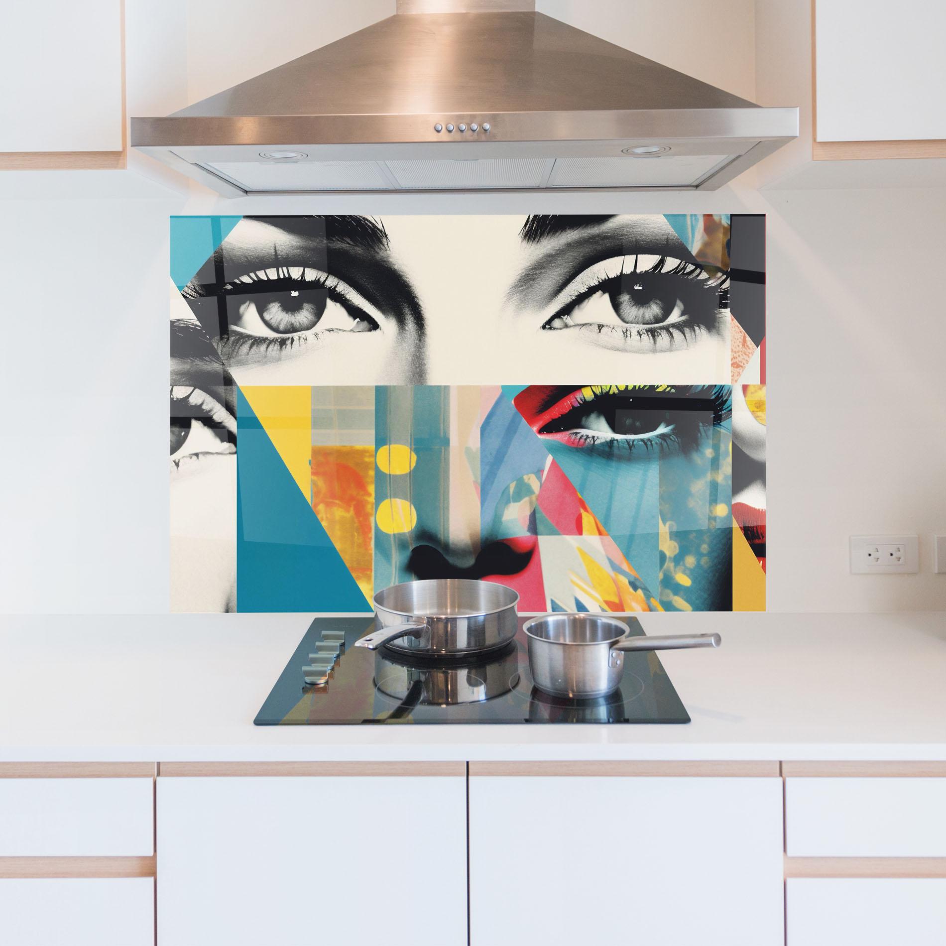 Konyhai üveg hátfal Woman Face Art mockup 5