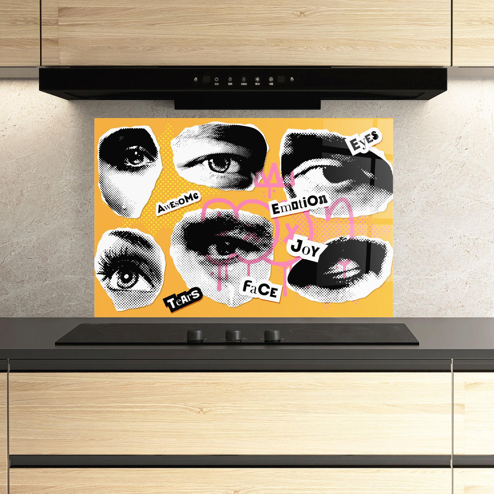 Konyhai üveg hátfal Awesome Emotions mockup 3