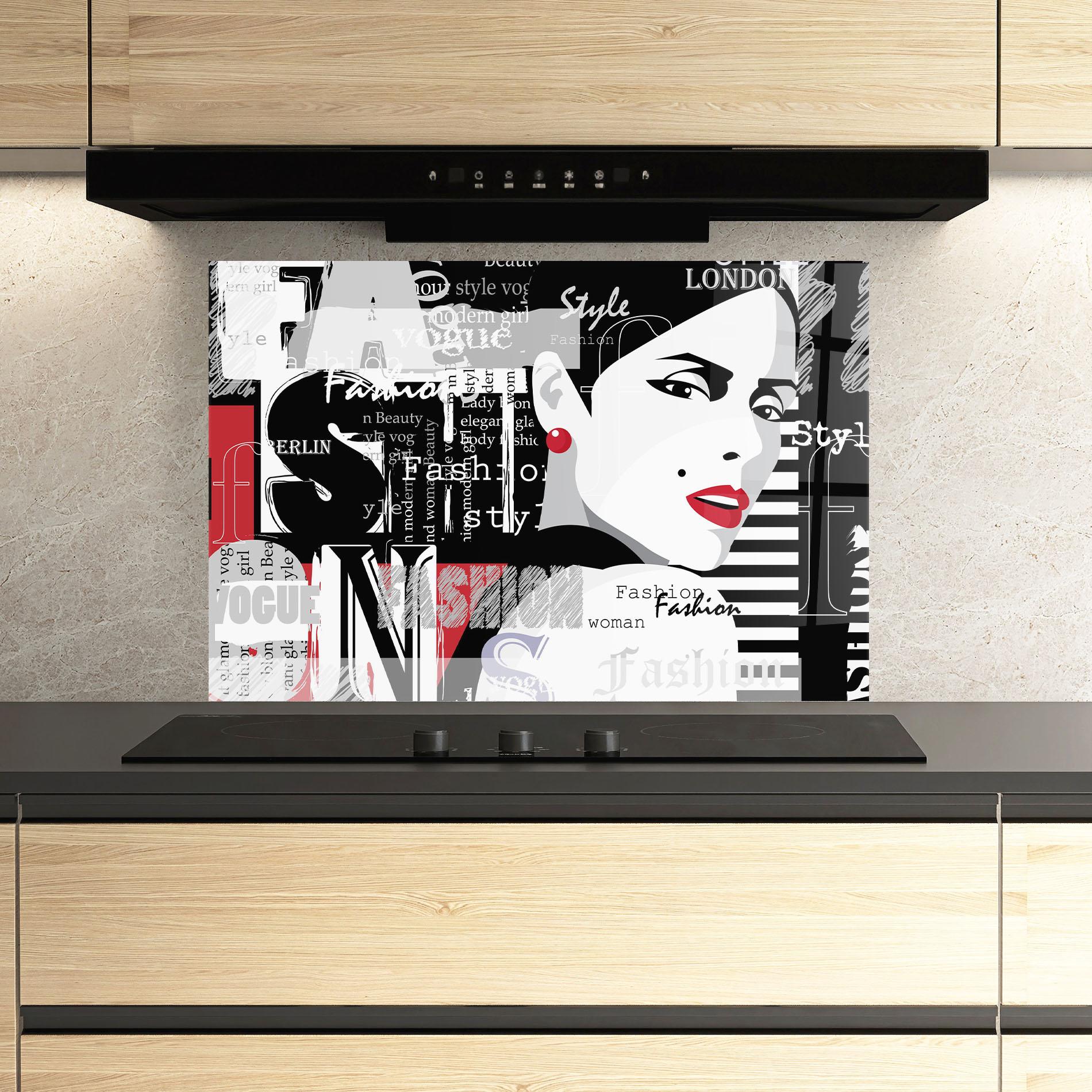 Konyhai üveg hátfal London Fashion Collage mockup 3