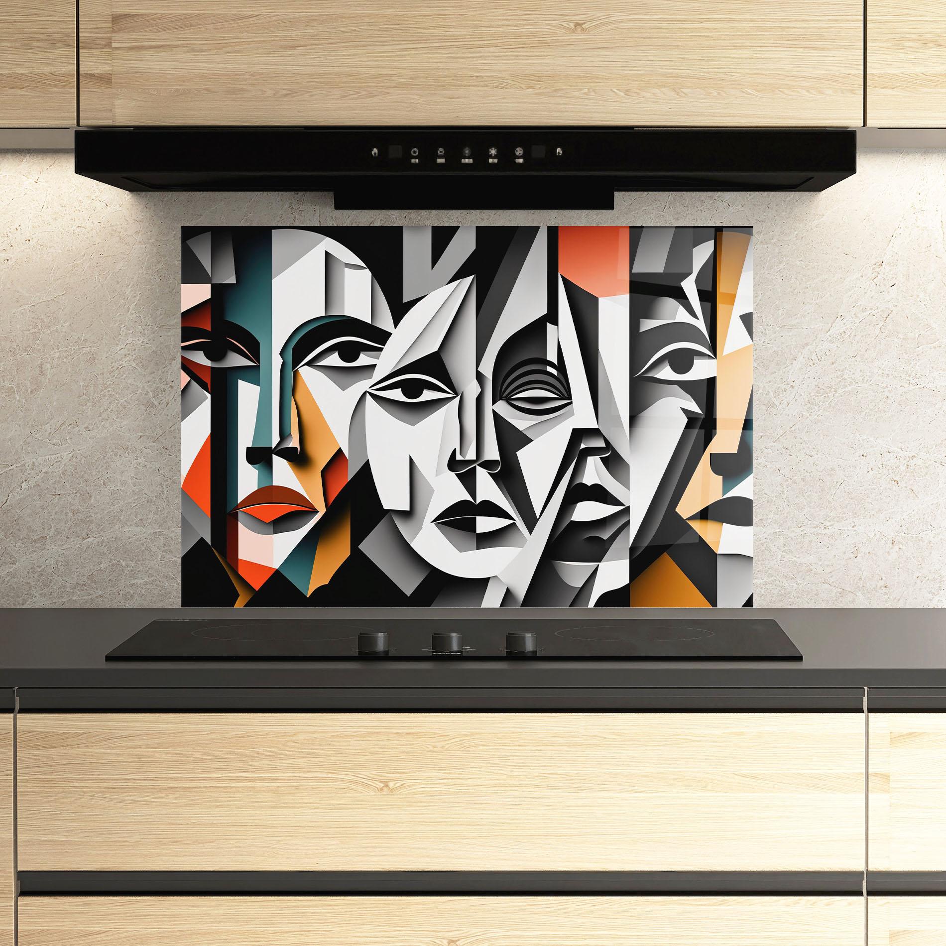 Konyhai üveg hátfal Mix Faces Collage mockup 3