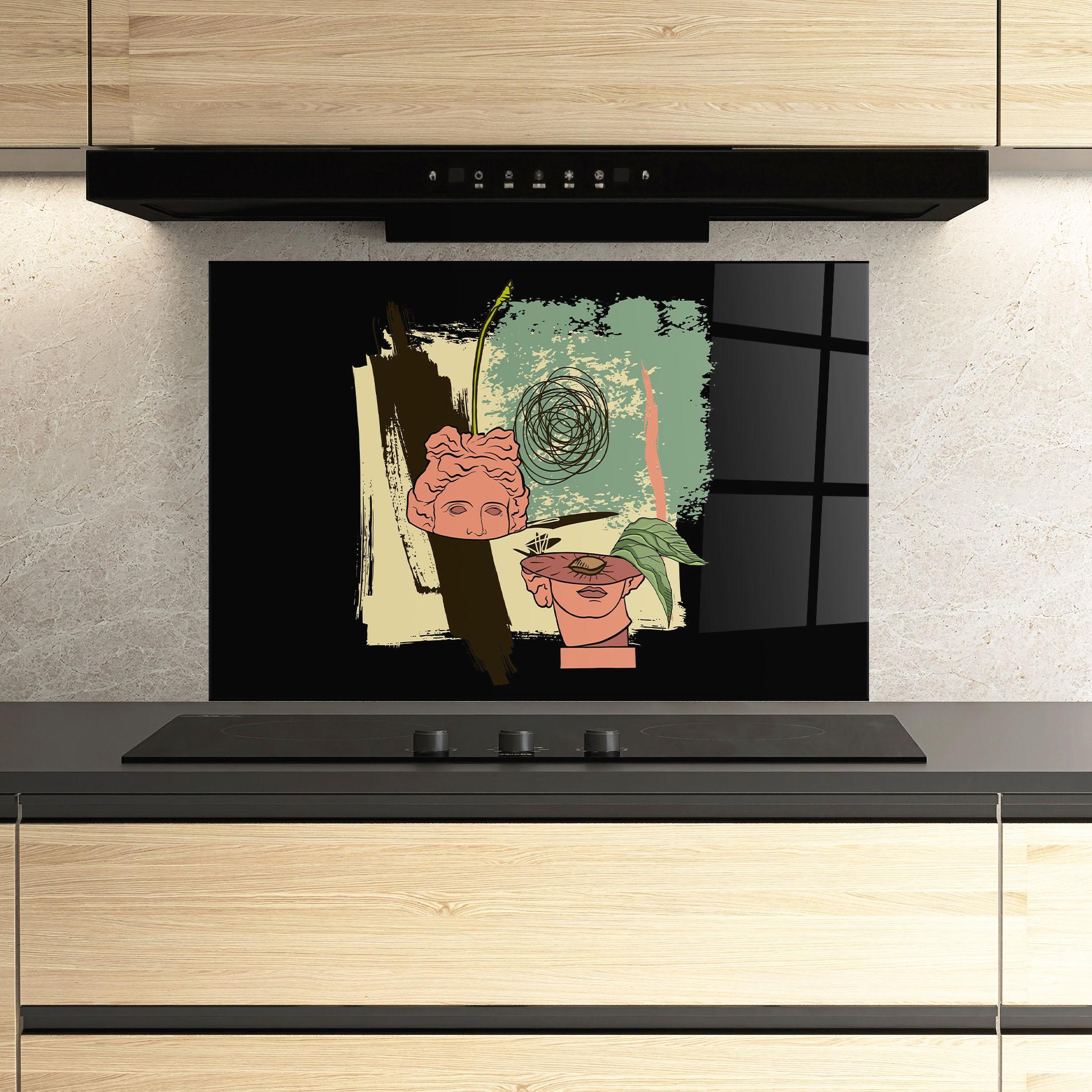 Konyhai üveg hátfal Statue Fruit mockup 3