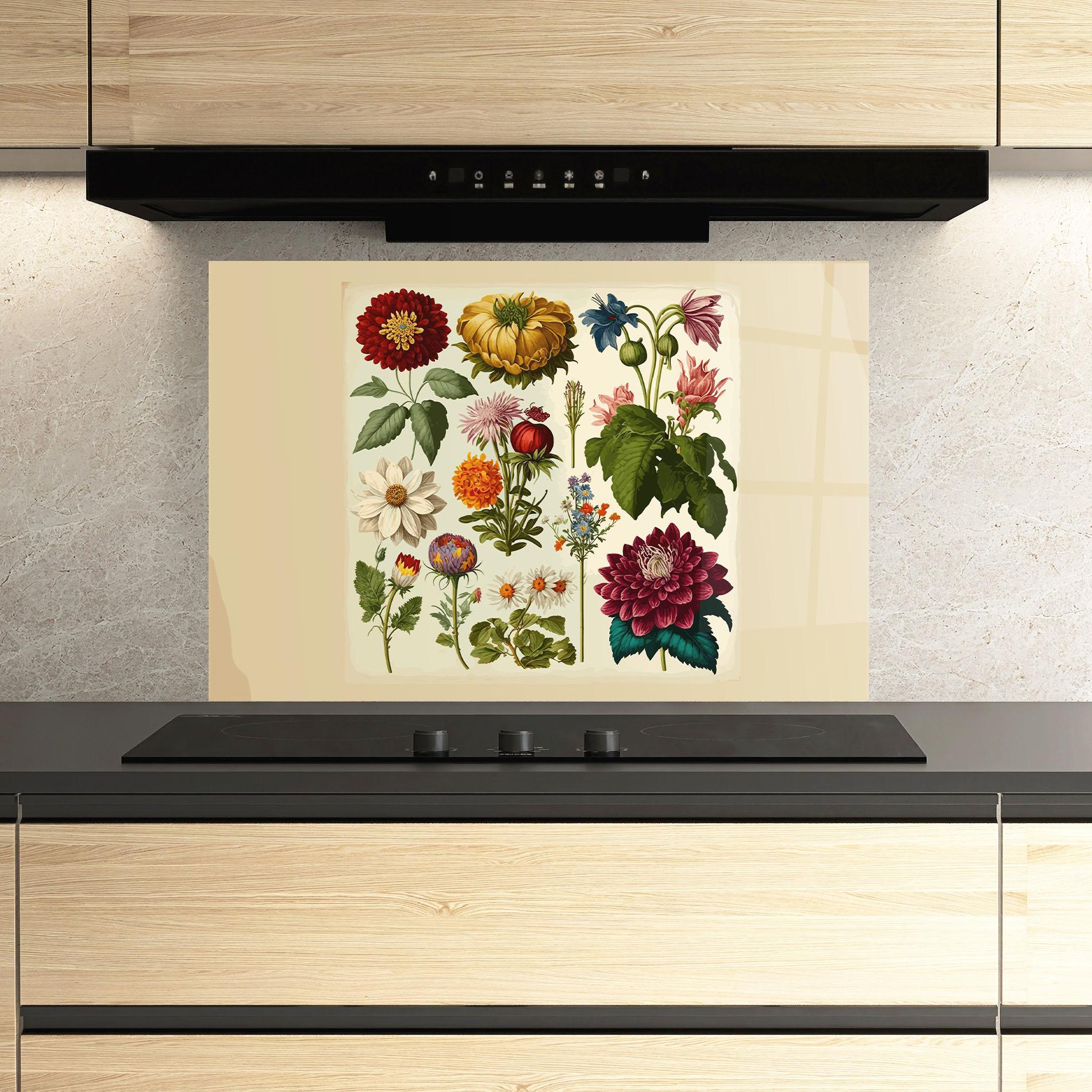 Konyhai üveg hátfal Vintage Botanical mockup 3