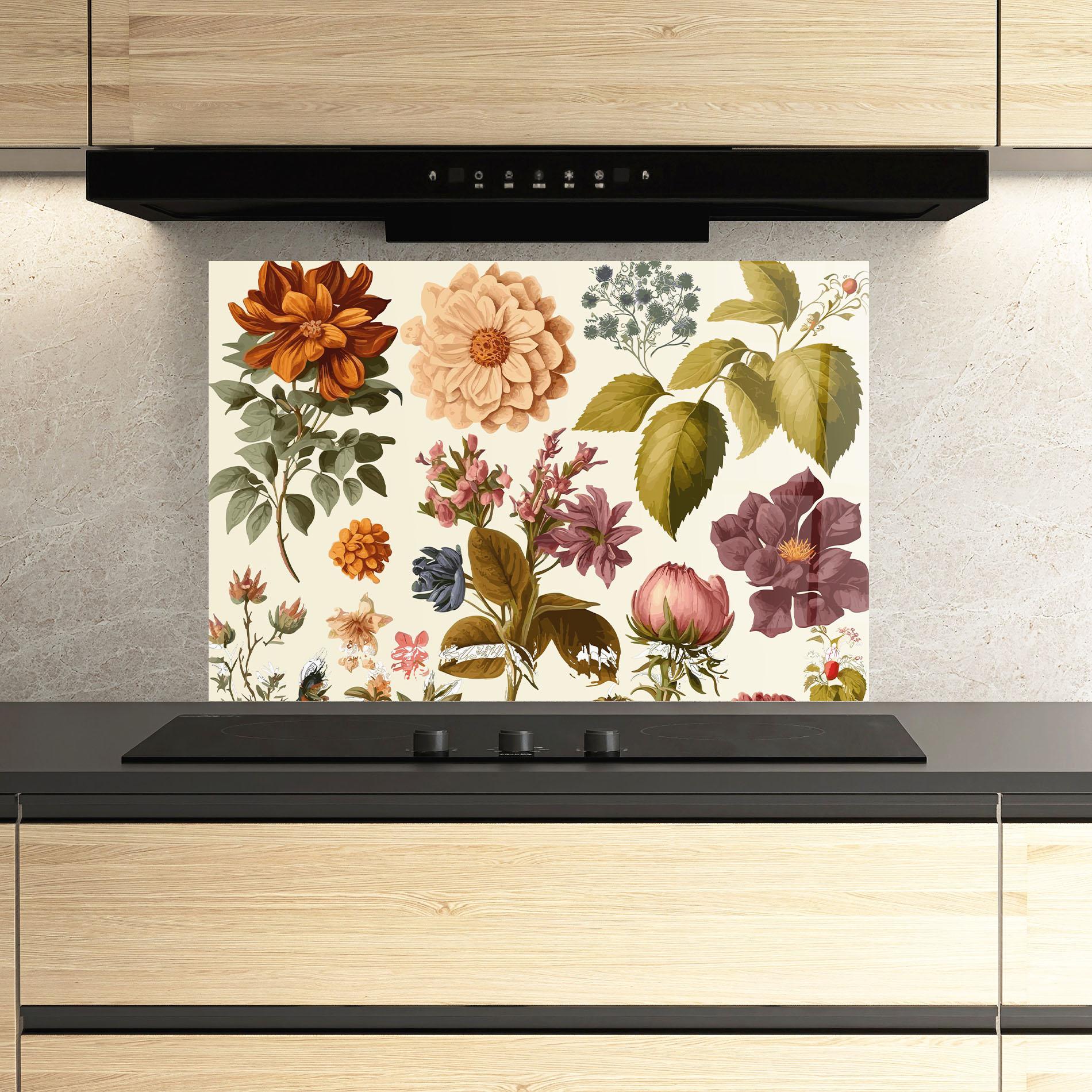Konyhai üveg hátfal Vintage Plant Collage mockup 3