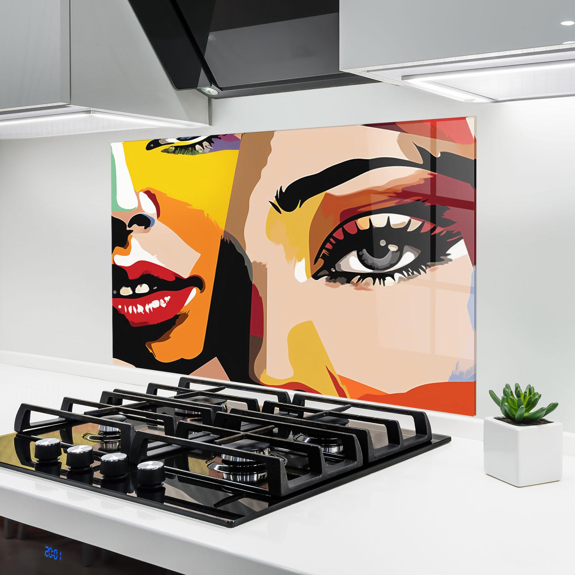 Konyhai üveg hátfal Beauty Woman Art mockup 6