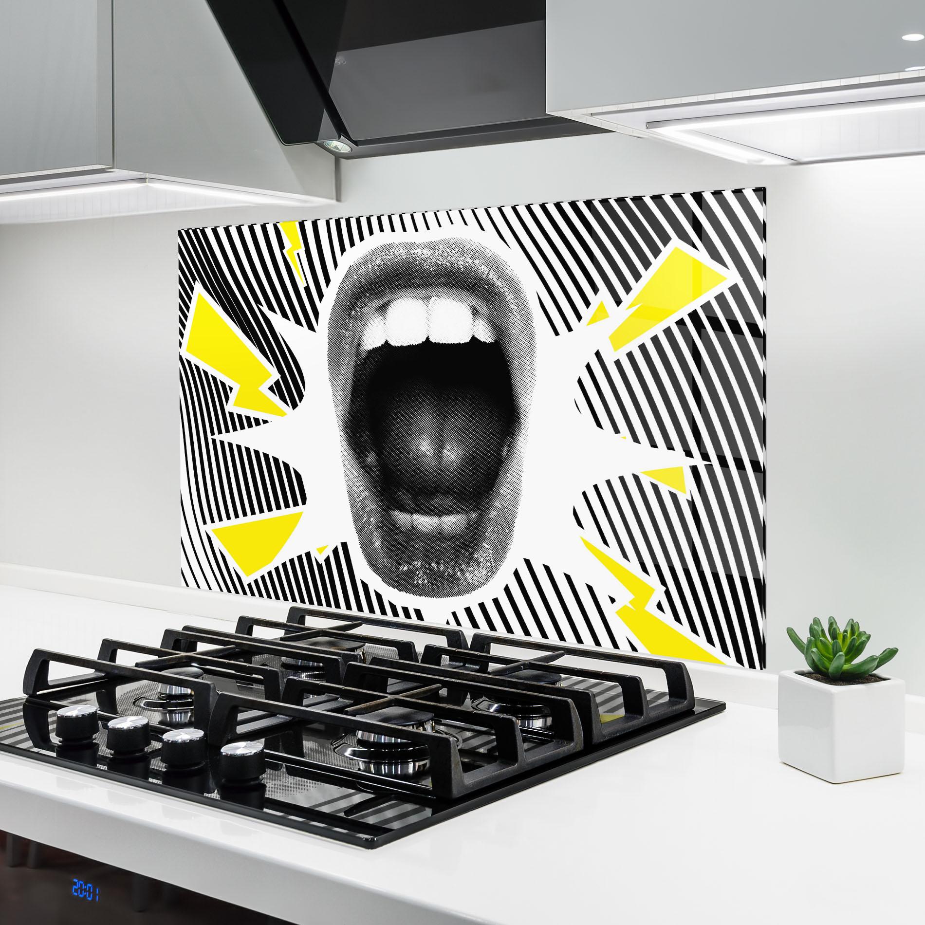 Konyhai üveg hátfal Lightning Mouth mockup 6