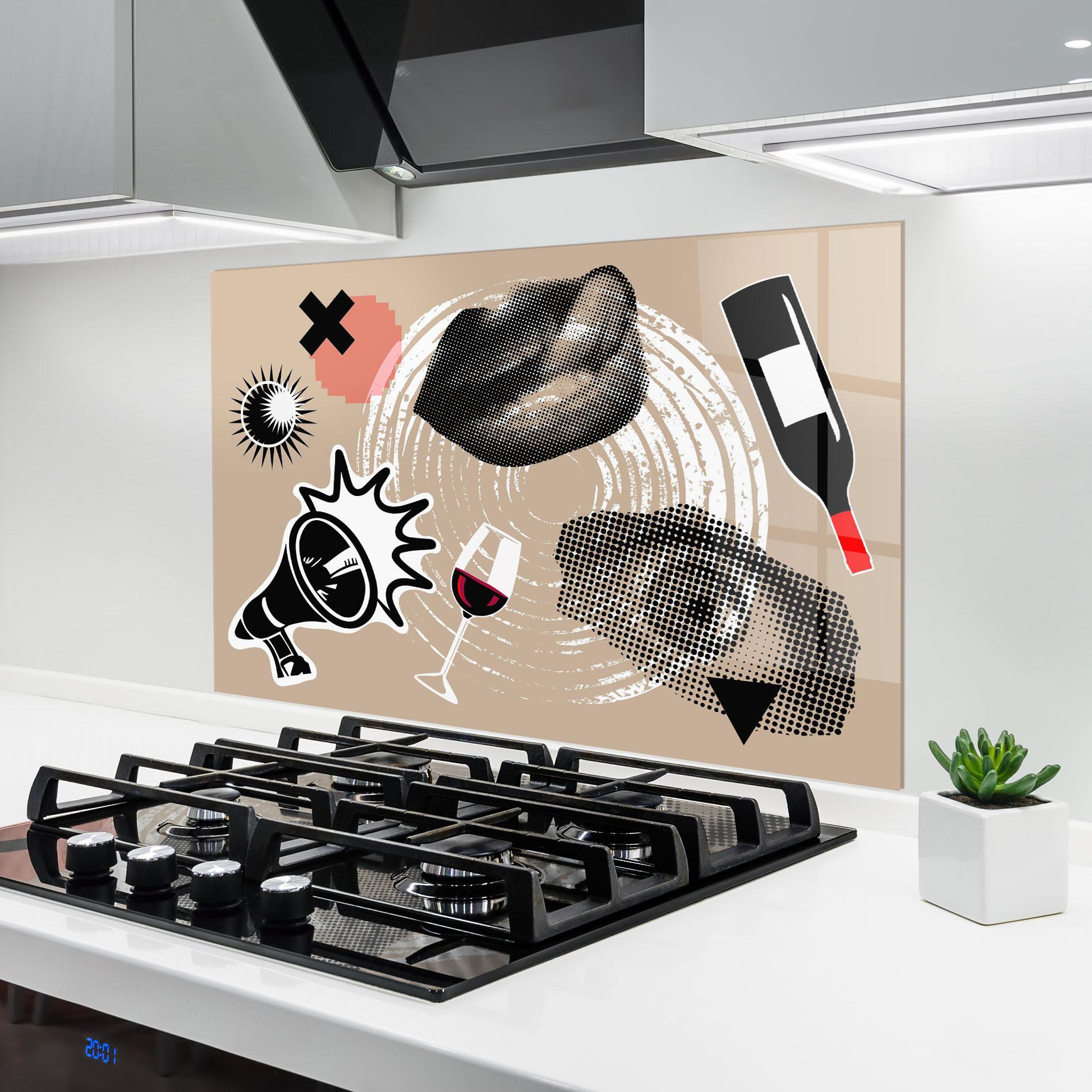 Konyhai üveg hátfal Lips Mouth Collage mockup 6