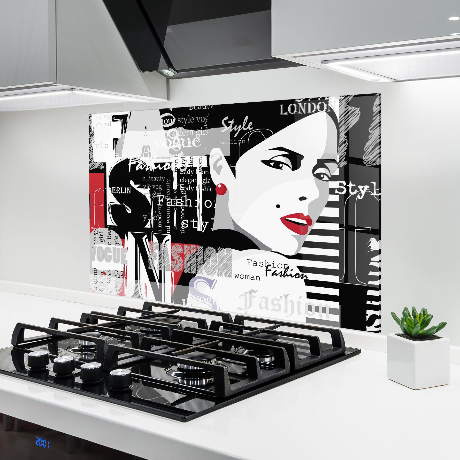 Konyhai üveg hátfal London Fashion Collage mockup 6