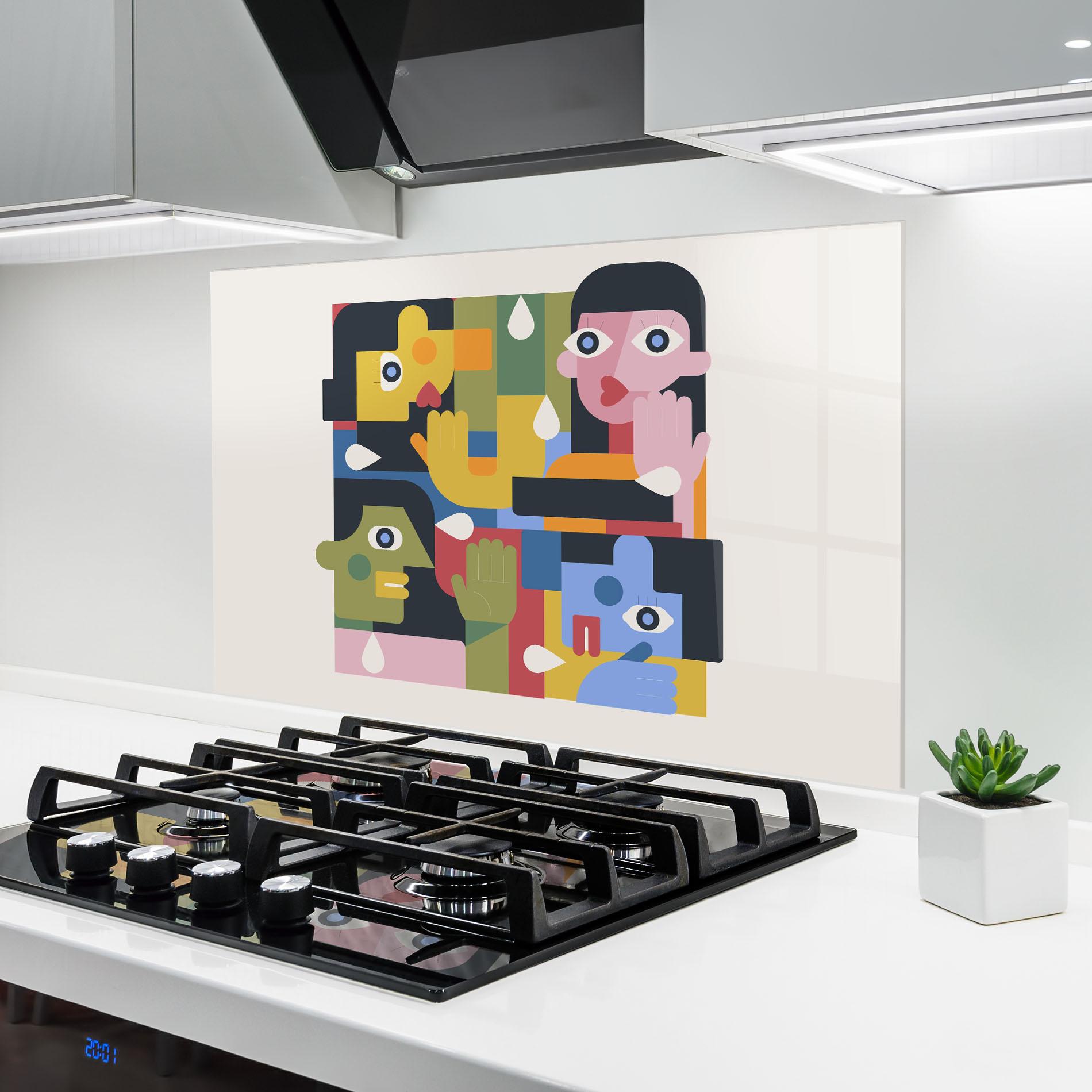 Konyhai üveg hátfal Minimal People Collage mockup 6