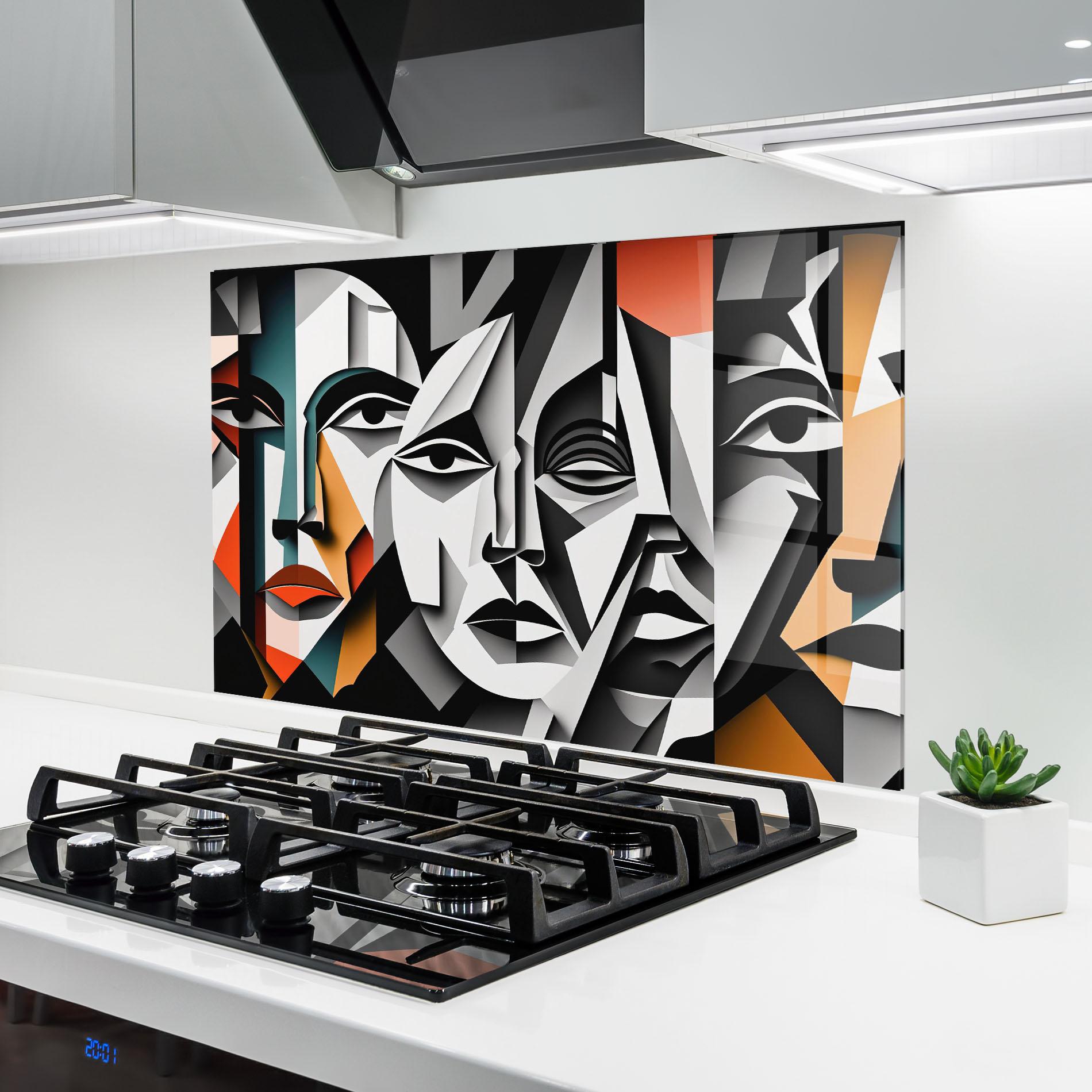 Konyhai üveg hátfal Mix Faces Collage mockup 6