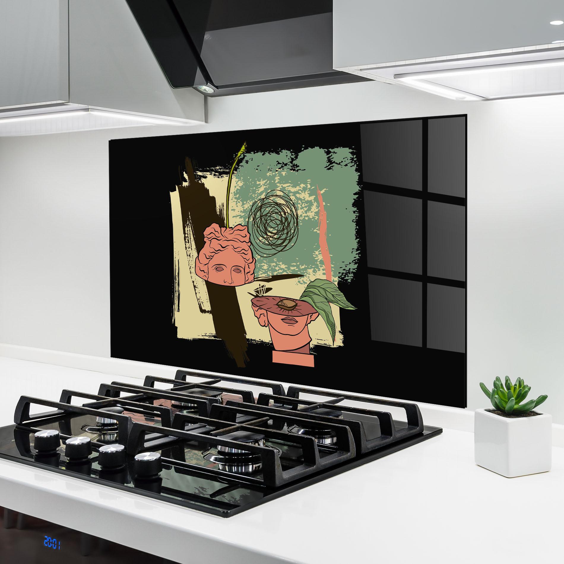 Konyhai üveg hátfal Statue Fruit mockup 6