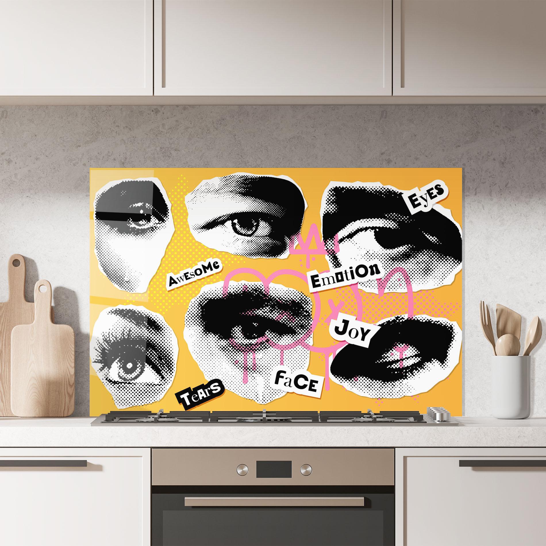 Konyhai üveg hátfal Awesome Emotions mockup 7