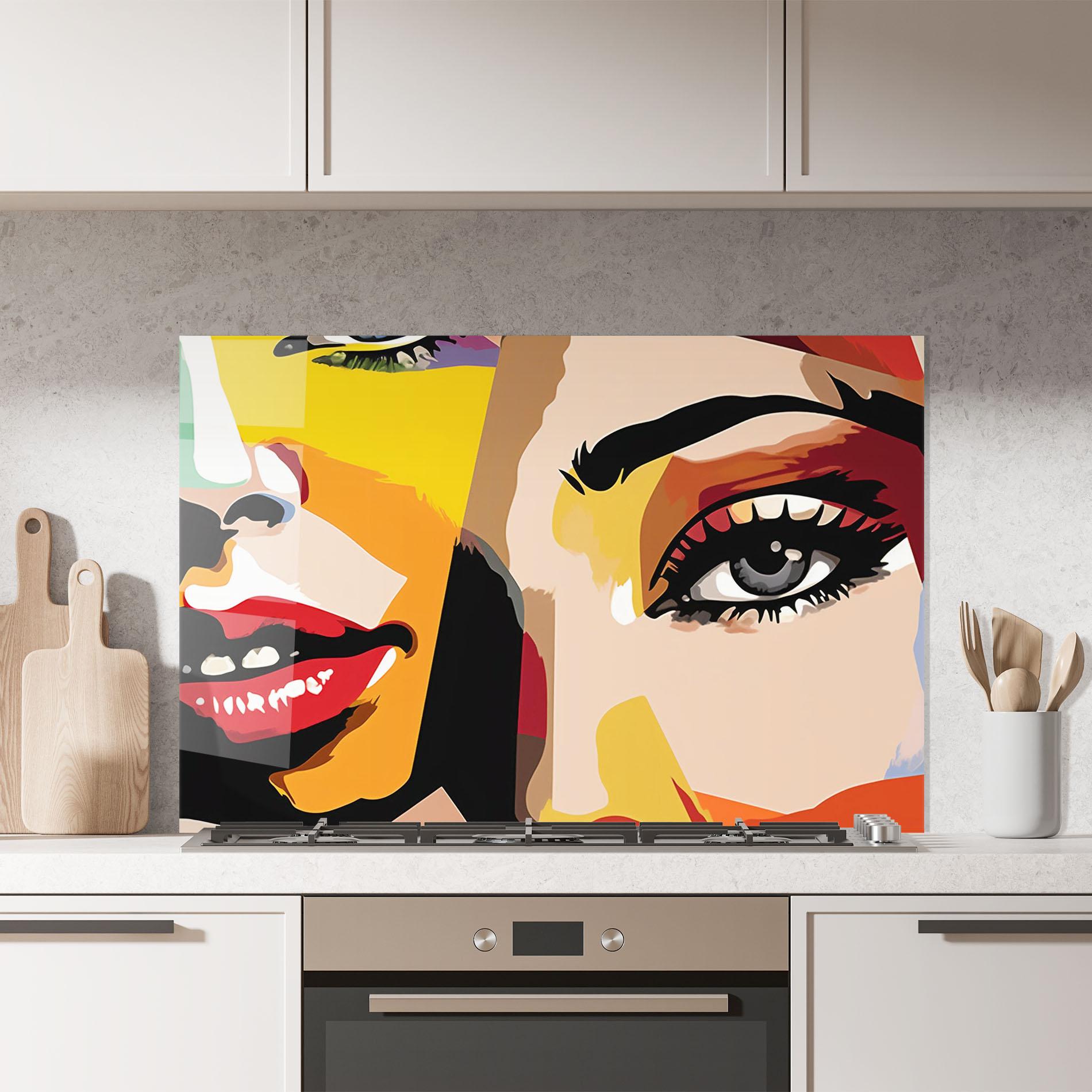 Konyhai üveg hátfal Beauty Woman Art mockup 7