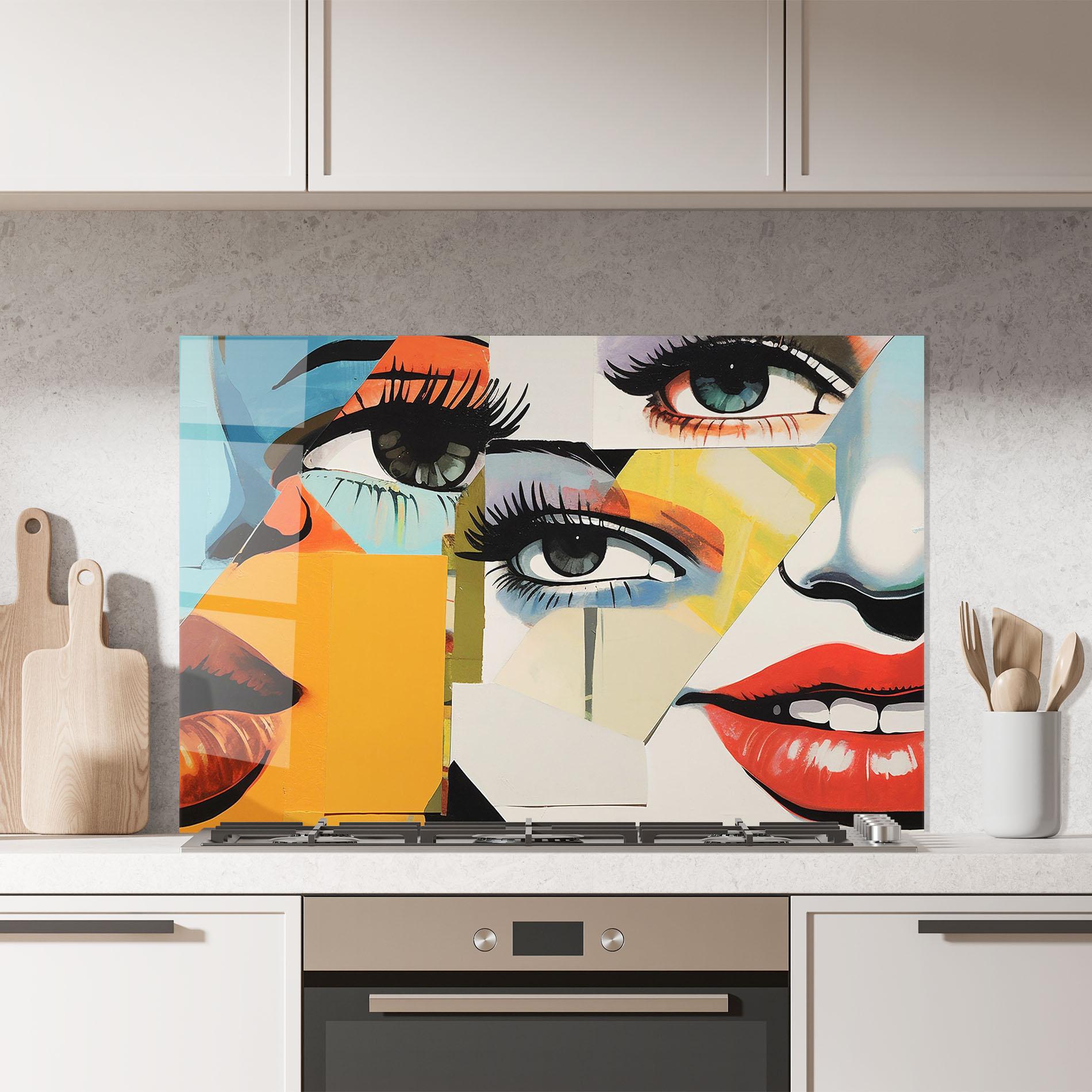 Konyhai üveg hátfal Drawing Collage mockup 7