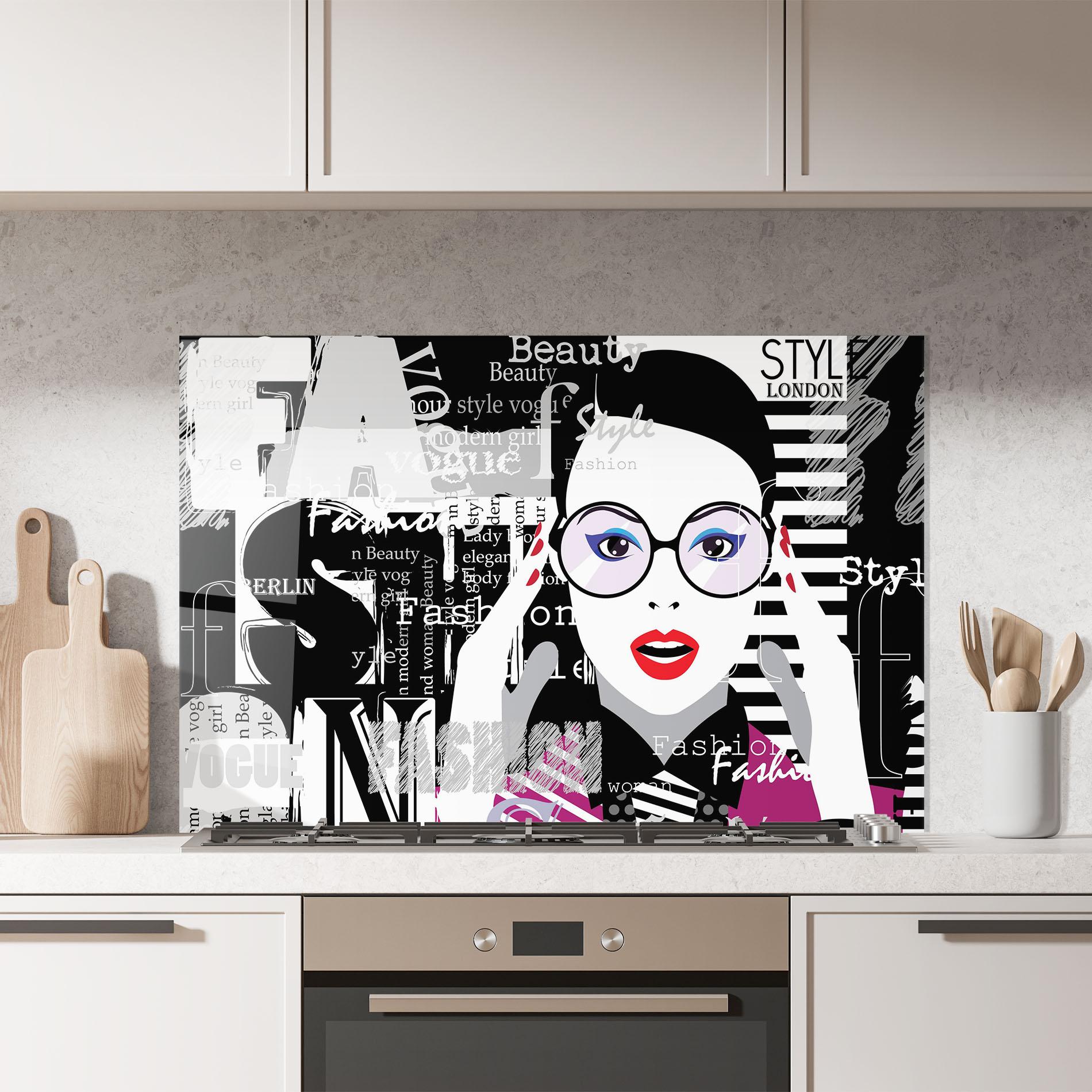 Konyhai üveg hátfal Fashion Collage mockup 7
