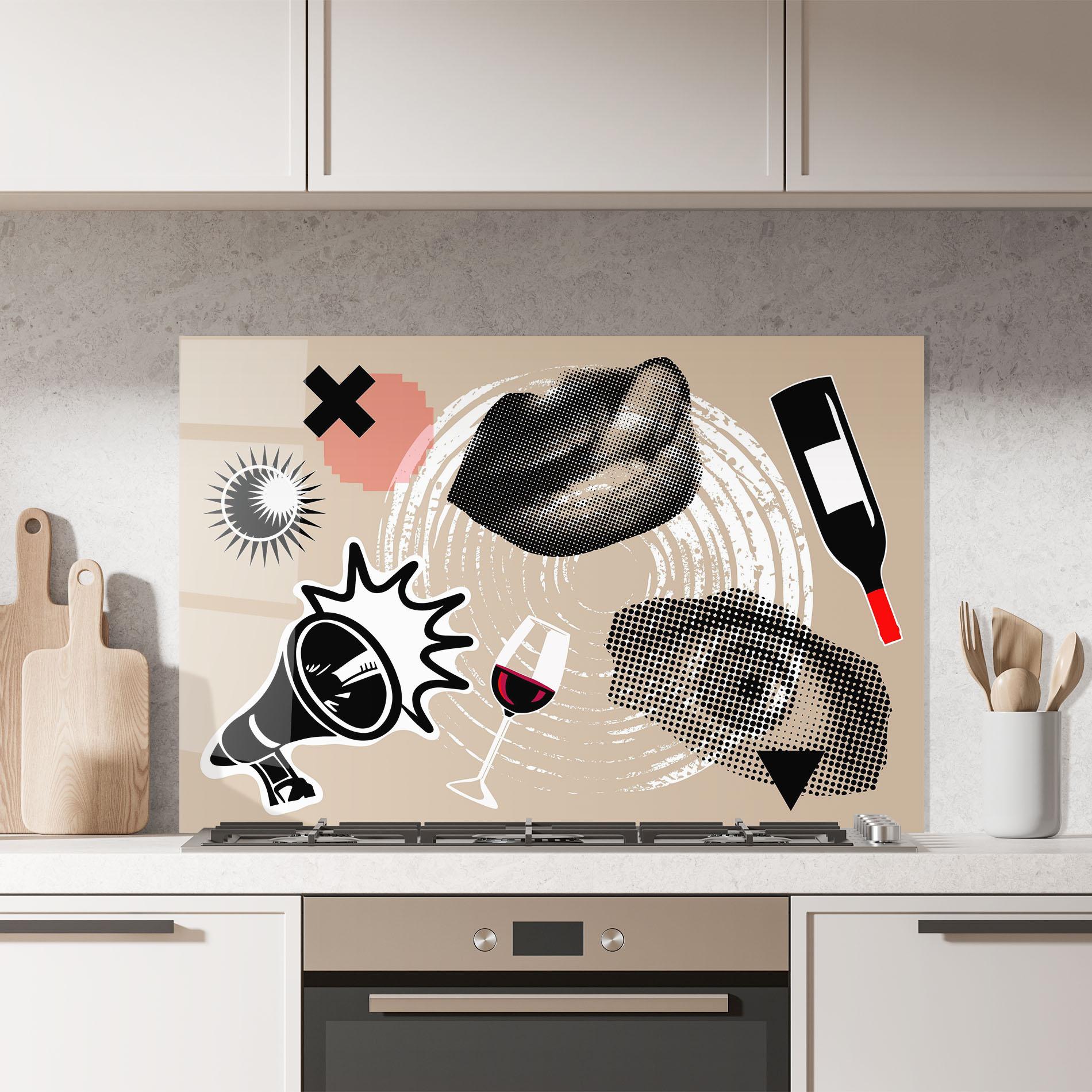 Konyhai üveg hátfal Lips Mouth Collage mockup 7