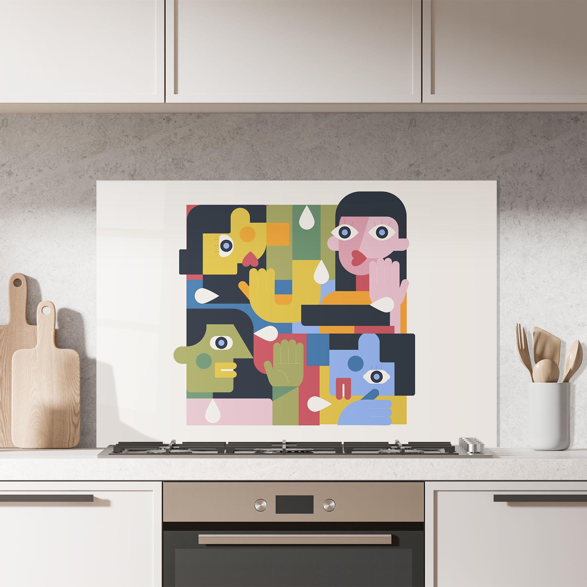 Konyhai üveg hátfal Minimal People Collage mockup 7