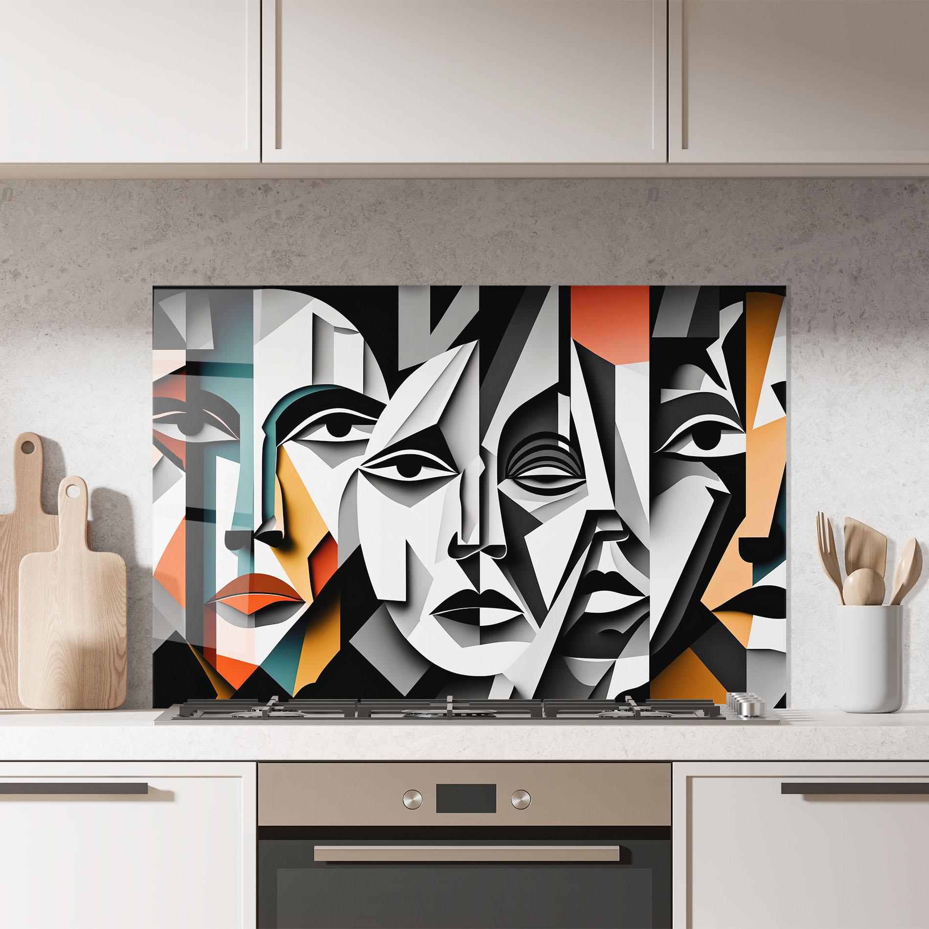 Konyhai üveg hátfal Mix Faces Collage mockup 7