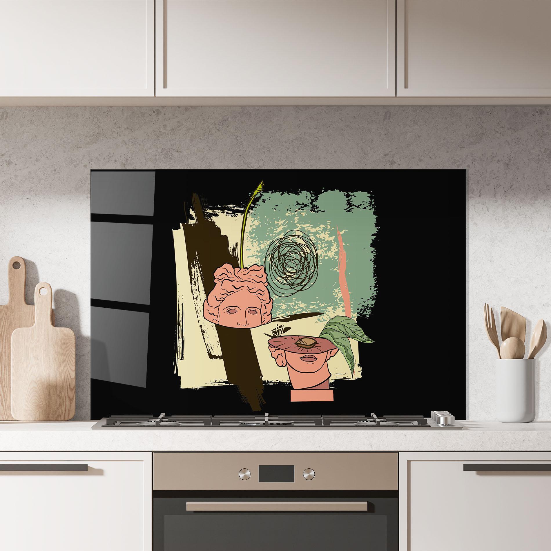 Konyhai üveg hátfal Statue Fruit mockup 7