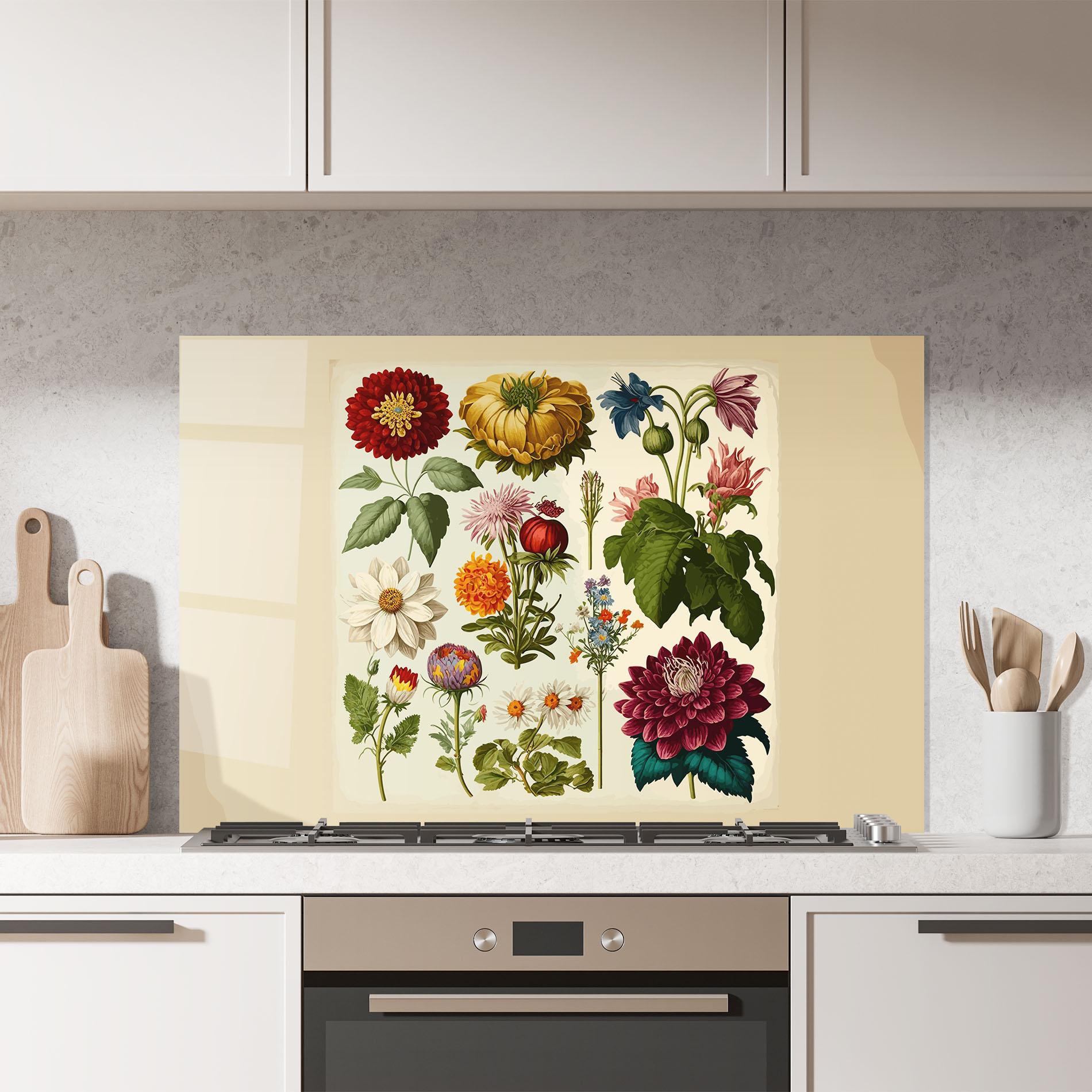 Konyhai üveg hátfal Vintage Botanical mockup 7
