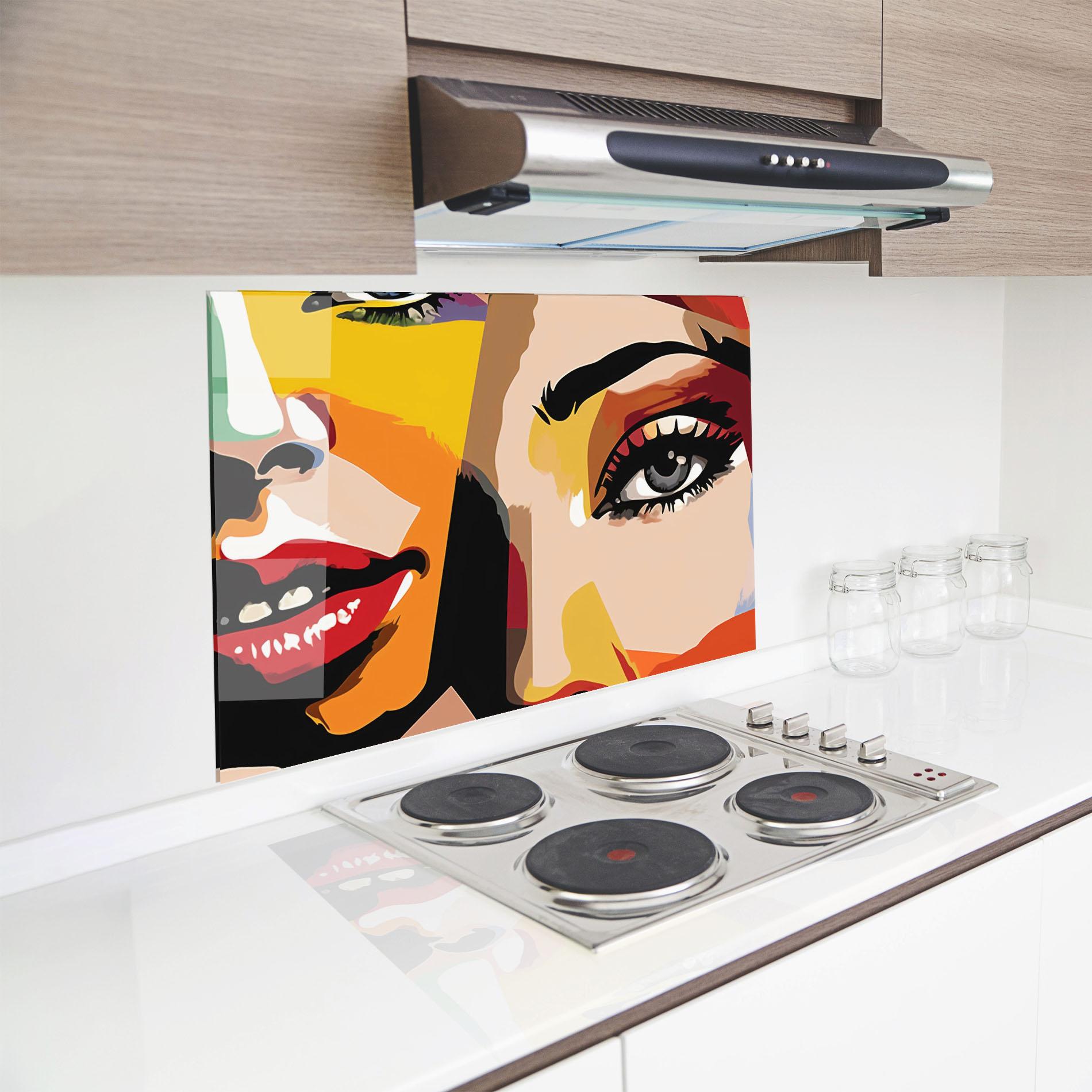 Konyhai üveg hátfal Beauty Woman Art mockup 8