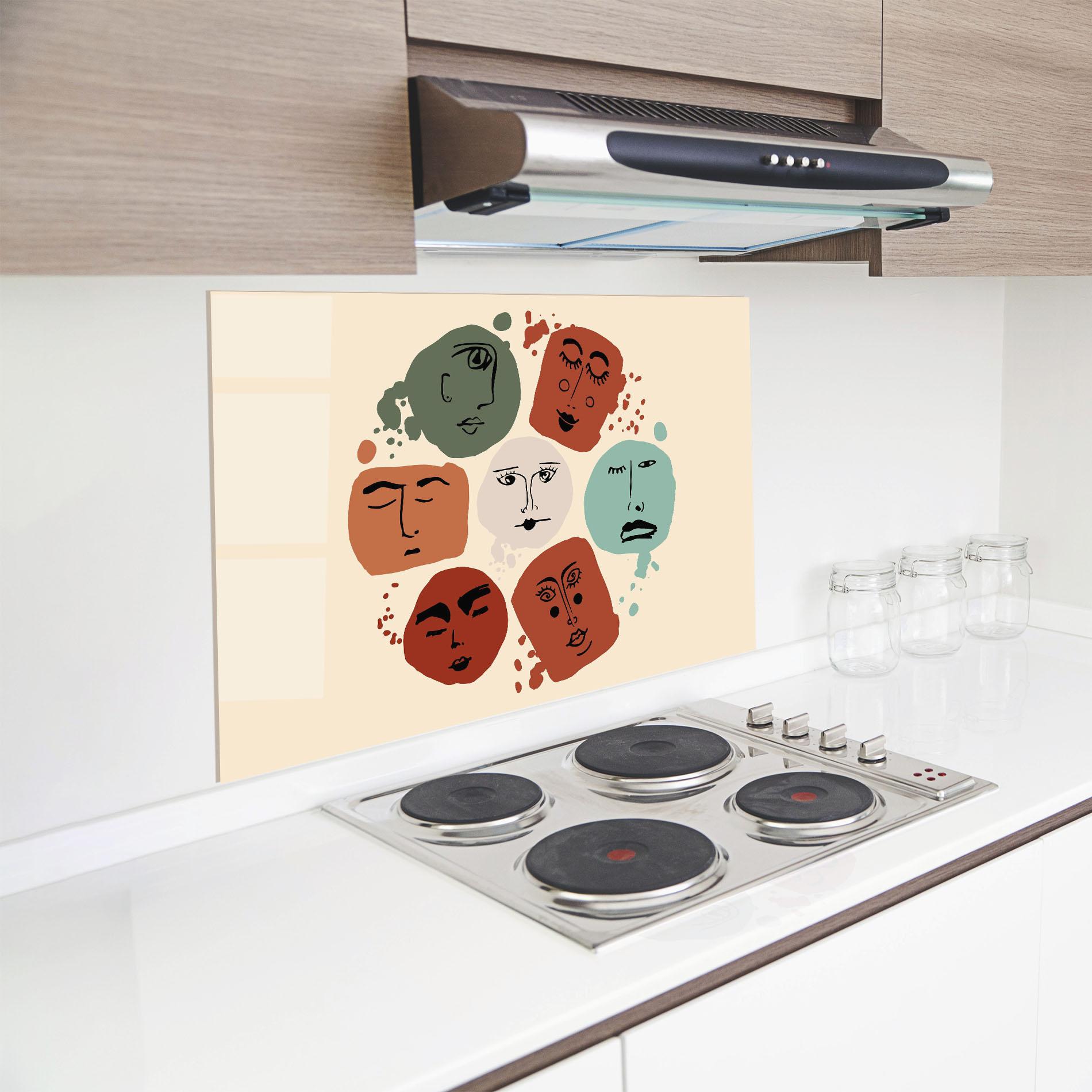 Konyhai üveg hátfal Circle Faces mockup 8