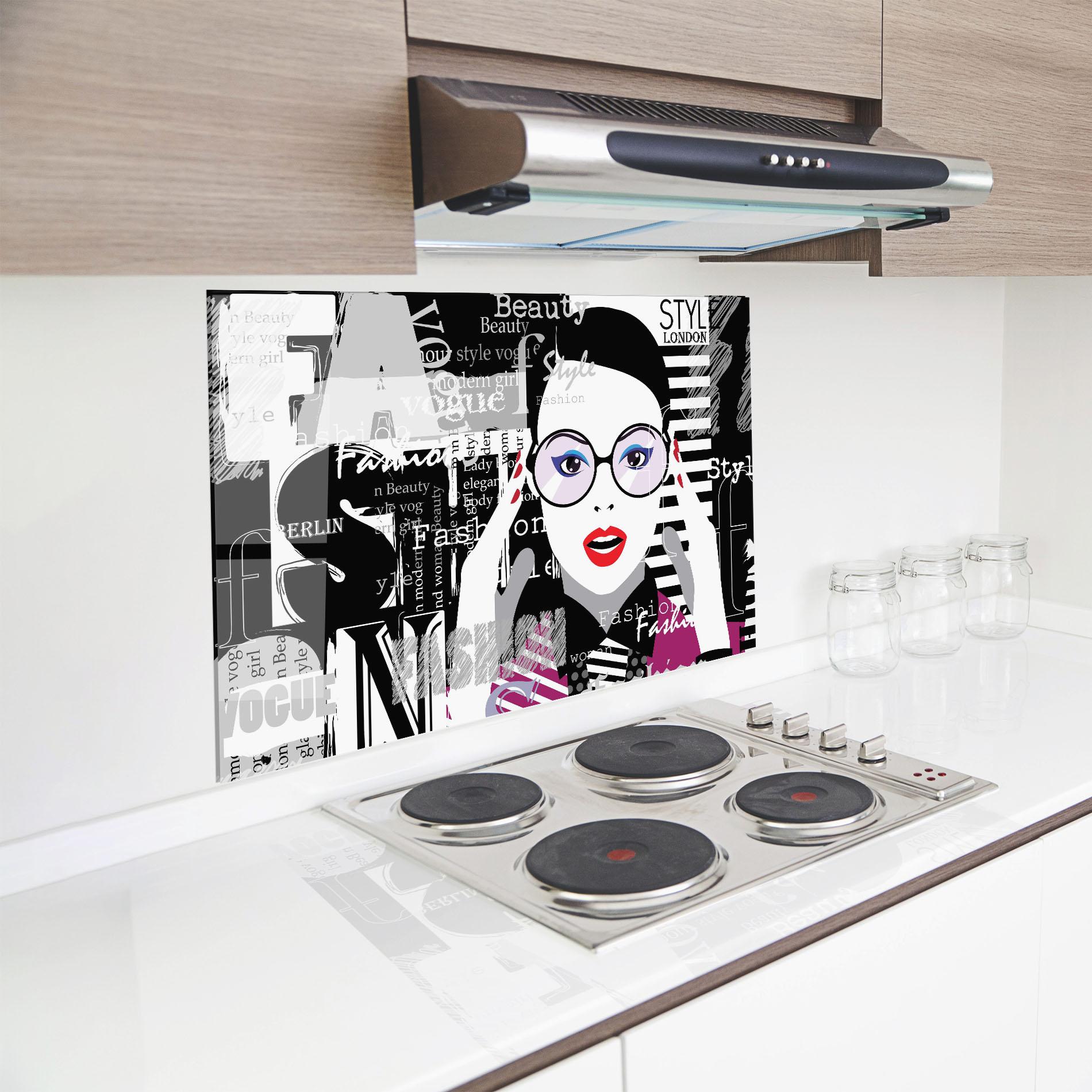 Konyhai üveg hátfal Fashion Collage mockup 8