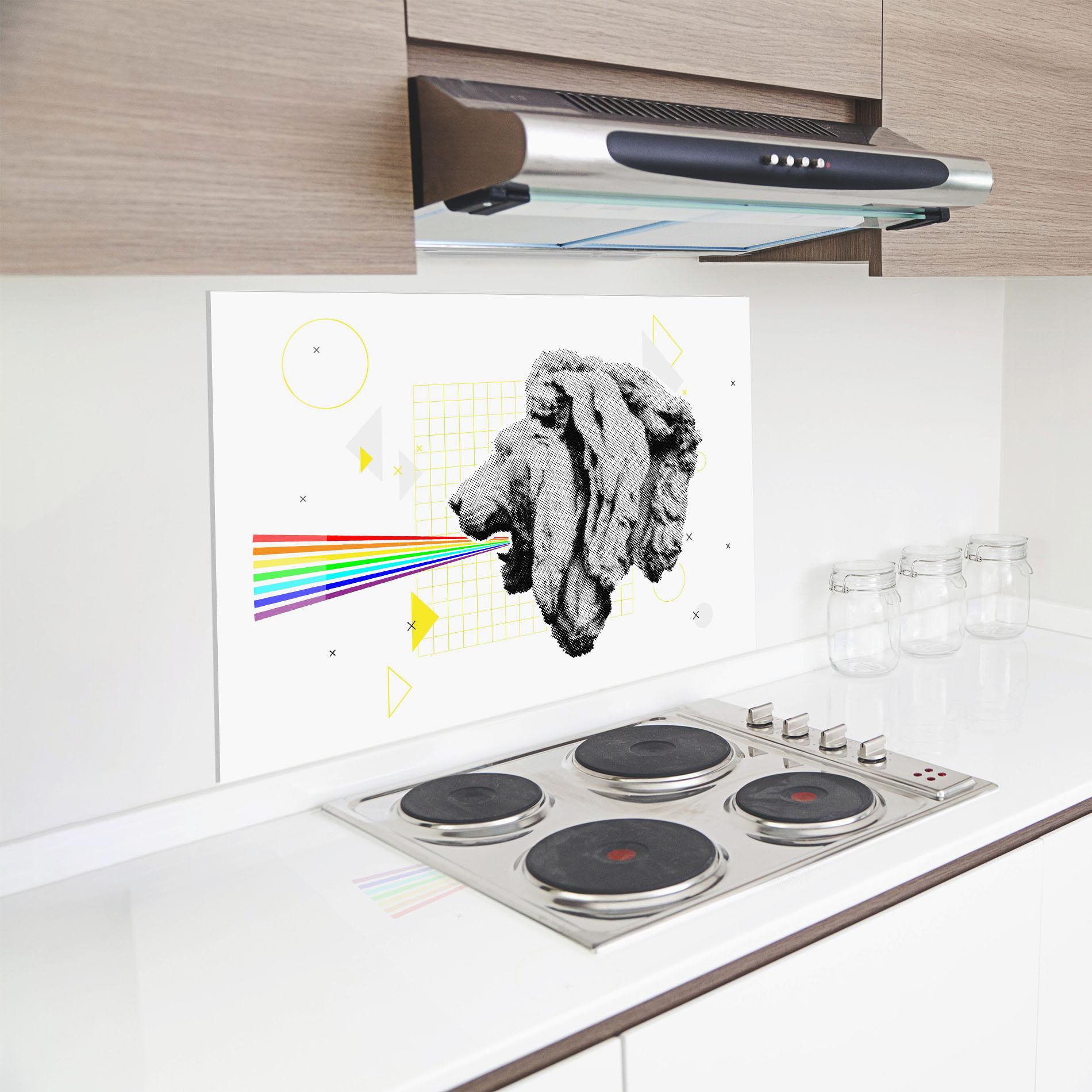 Konyhai üveg hátfal Lion Collage mockup 8