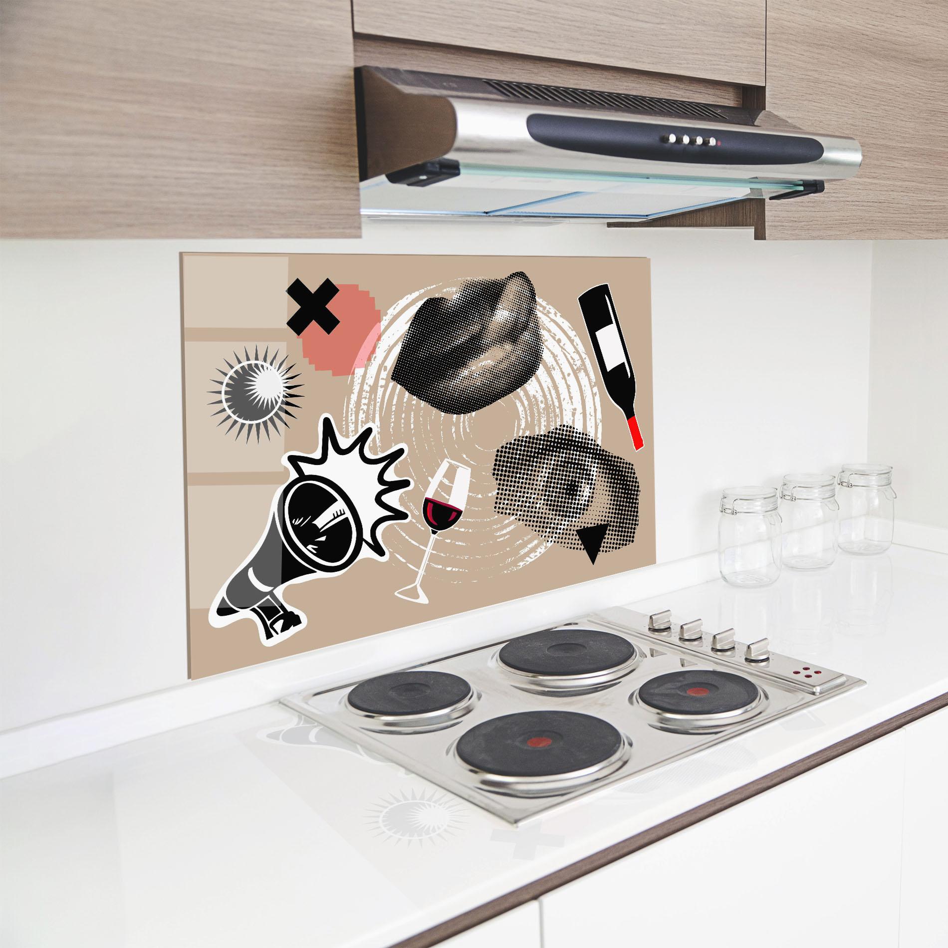 Konyhai üveg hátfal Lips Mouth Collage mockup 8