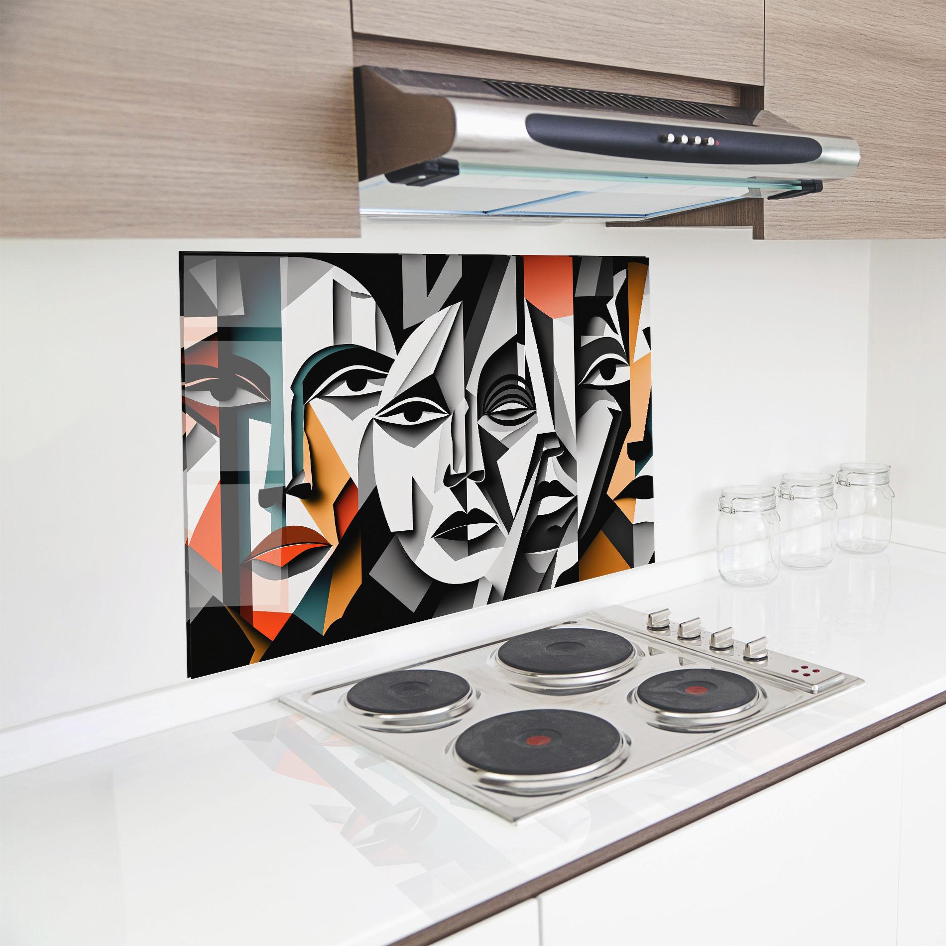 Konyhai üveg hátfal Mix Faces Collage mockup 8
