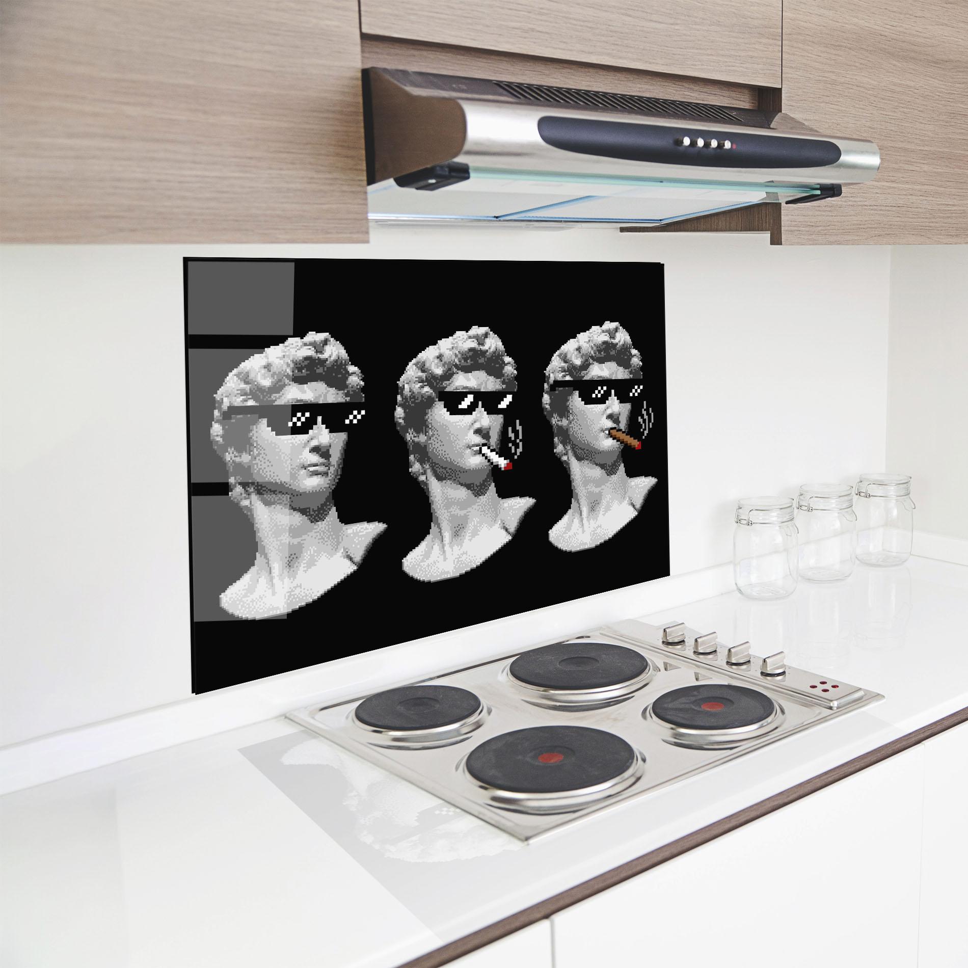 Konyhai üveg hátfal Statue Smoking mockup 8