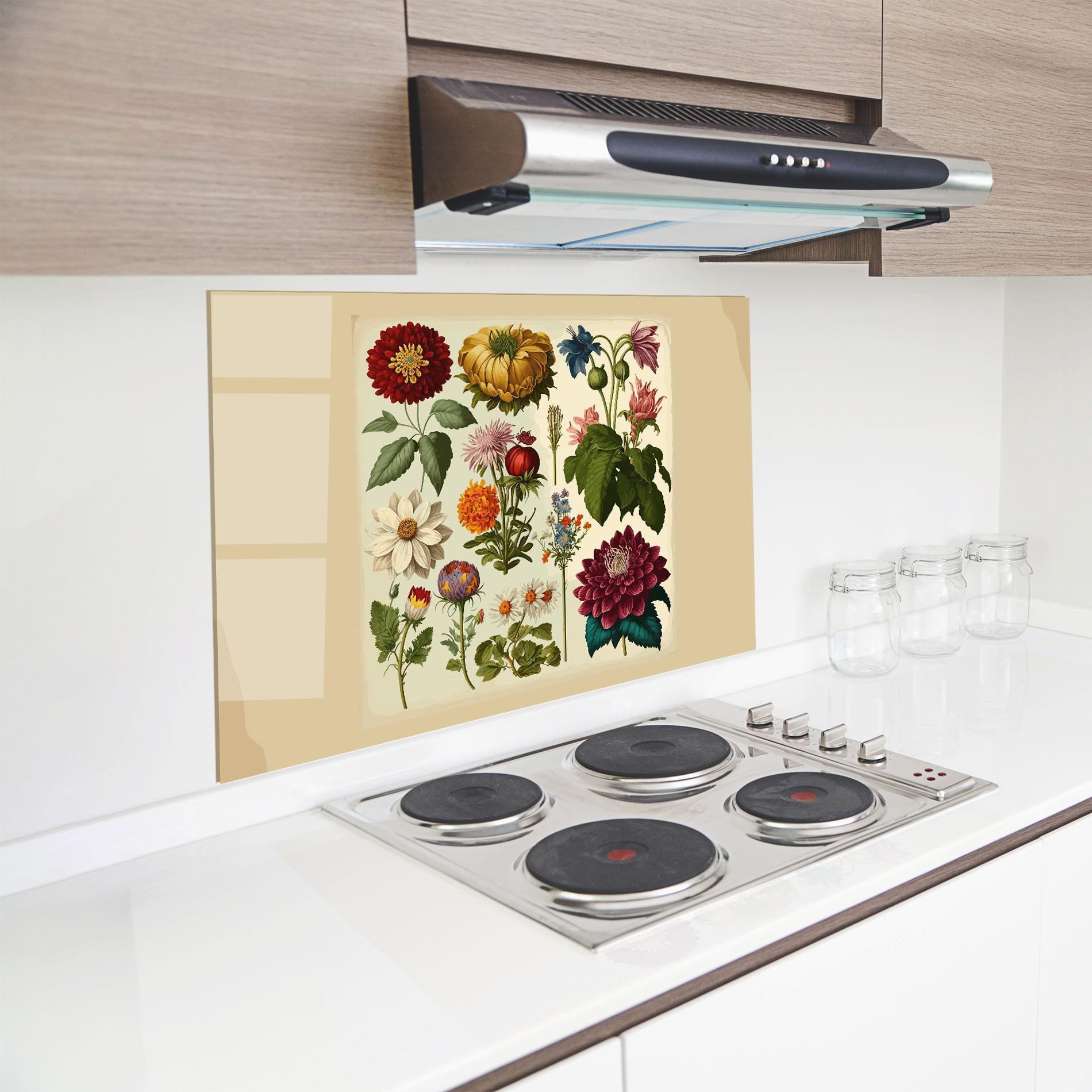 Konyhai üveg hátfal Vintage Botanical mockup 8