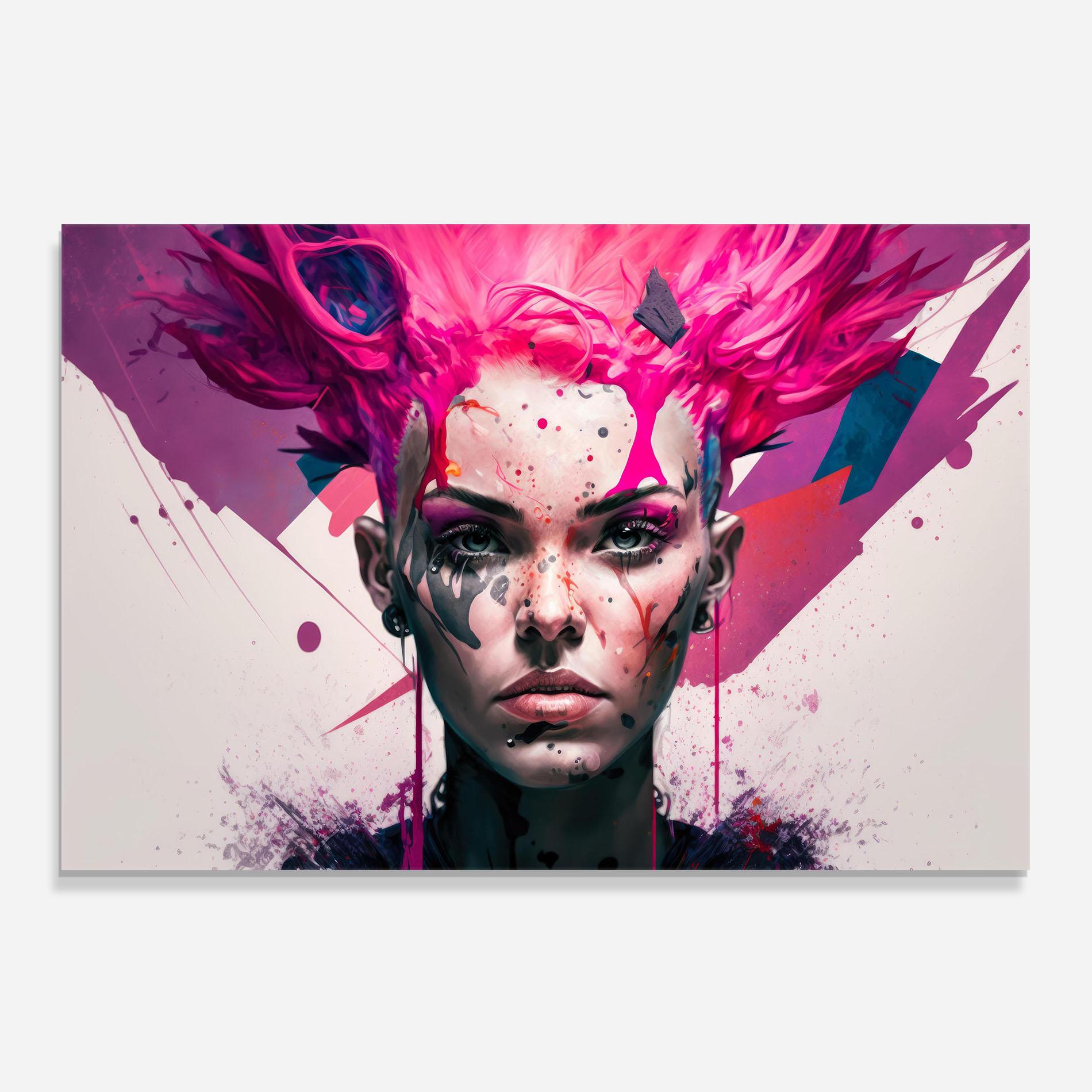 Konyhai üveg hátfal Abstract Pink Hair mockup 0