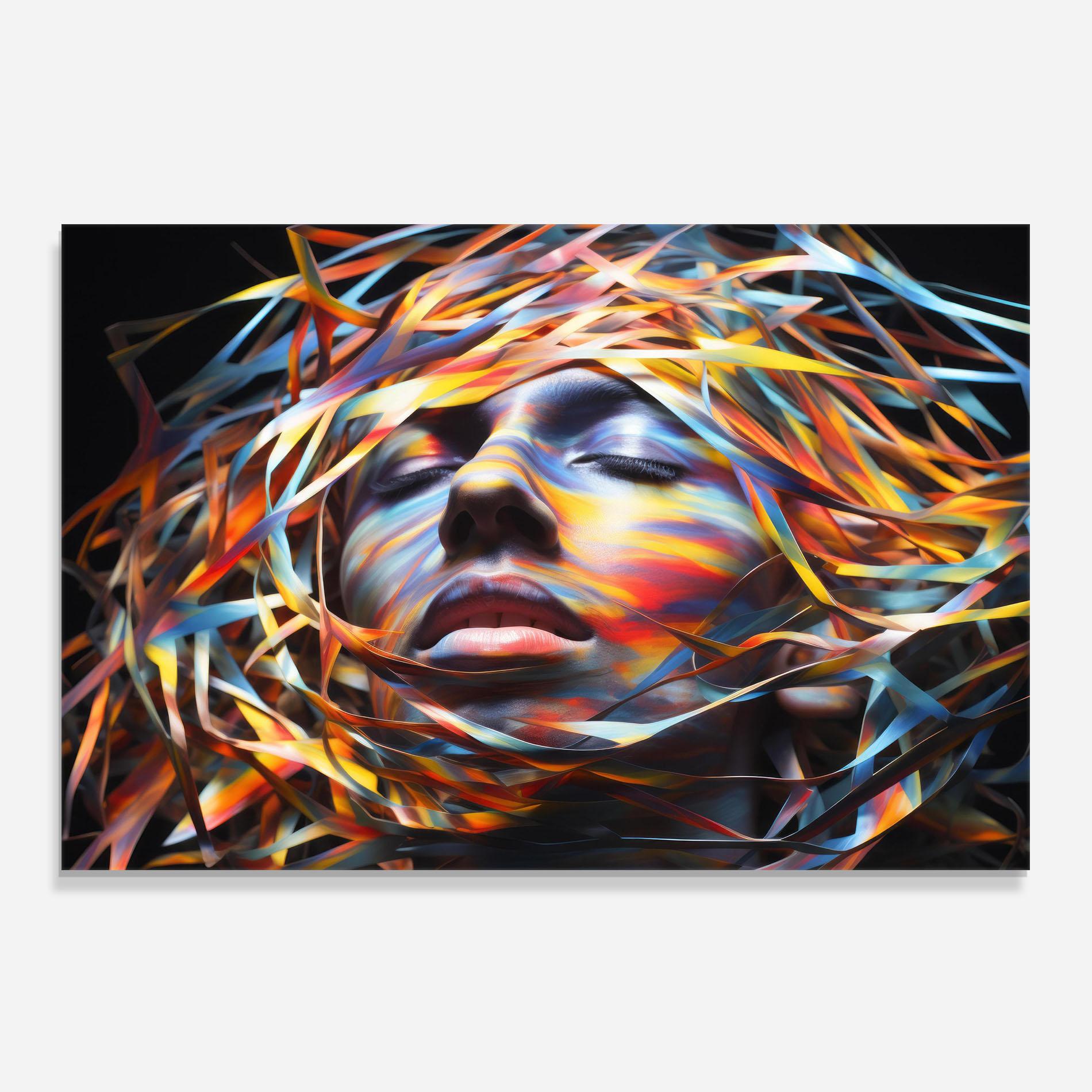 Konyhai üveg hátfal Colorful Ribbons Hair mockup 0