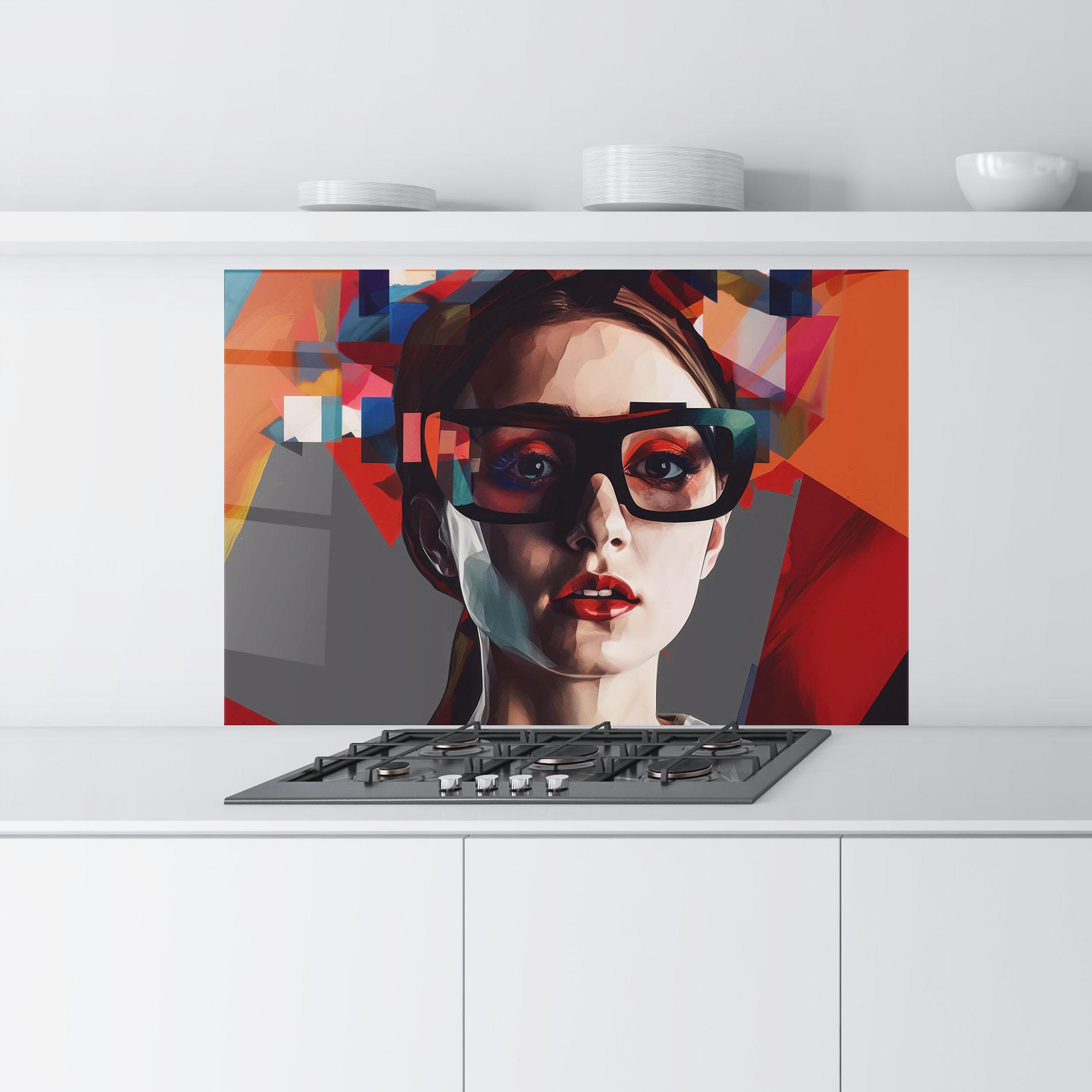 Konyhai üveg hátfal Big Black Glasses mockup 9