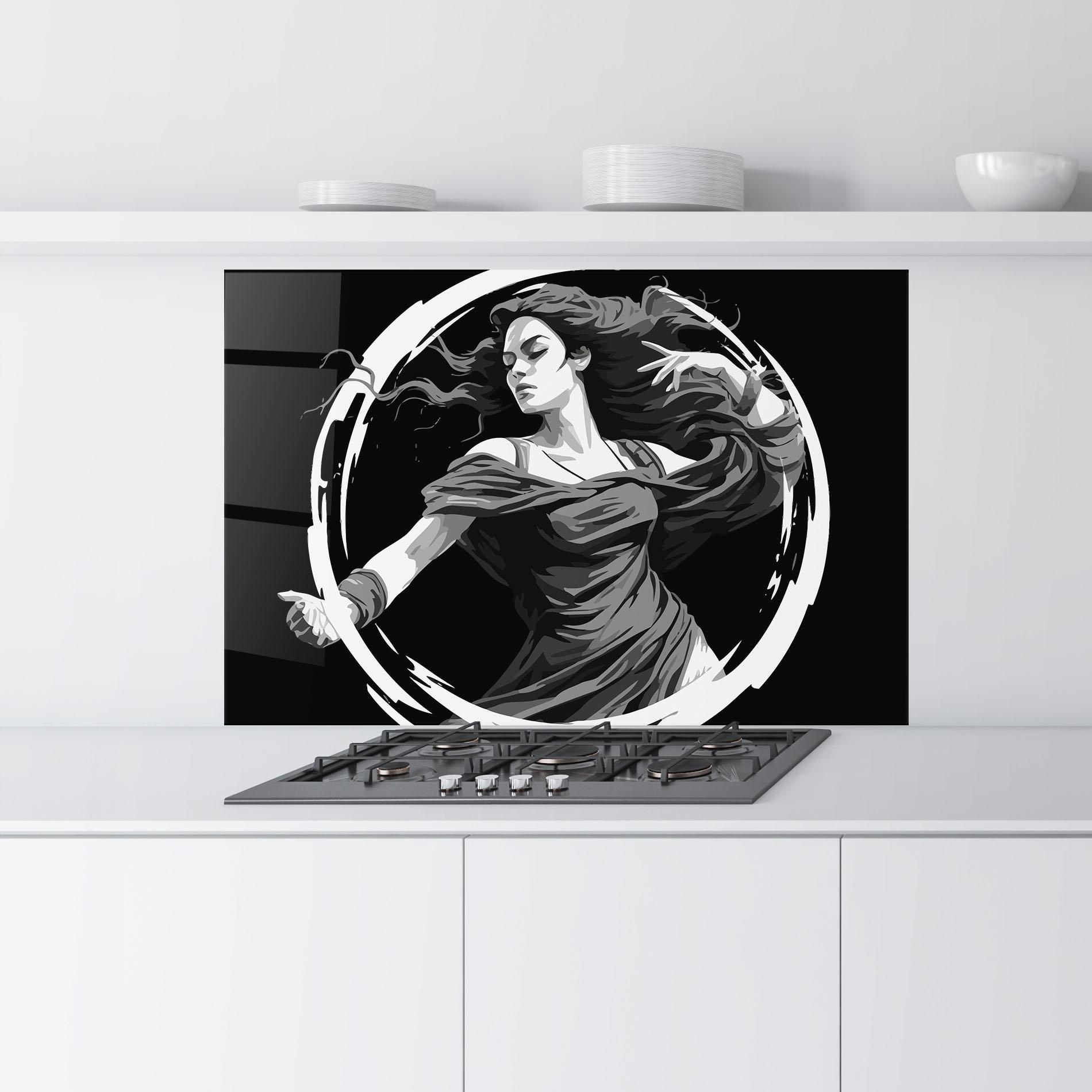 Konyhai üveg hátfal Circle Grey Lady mockup 9