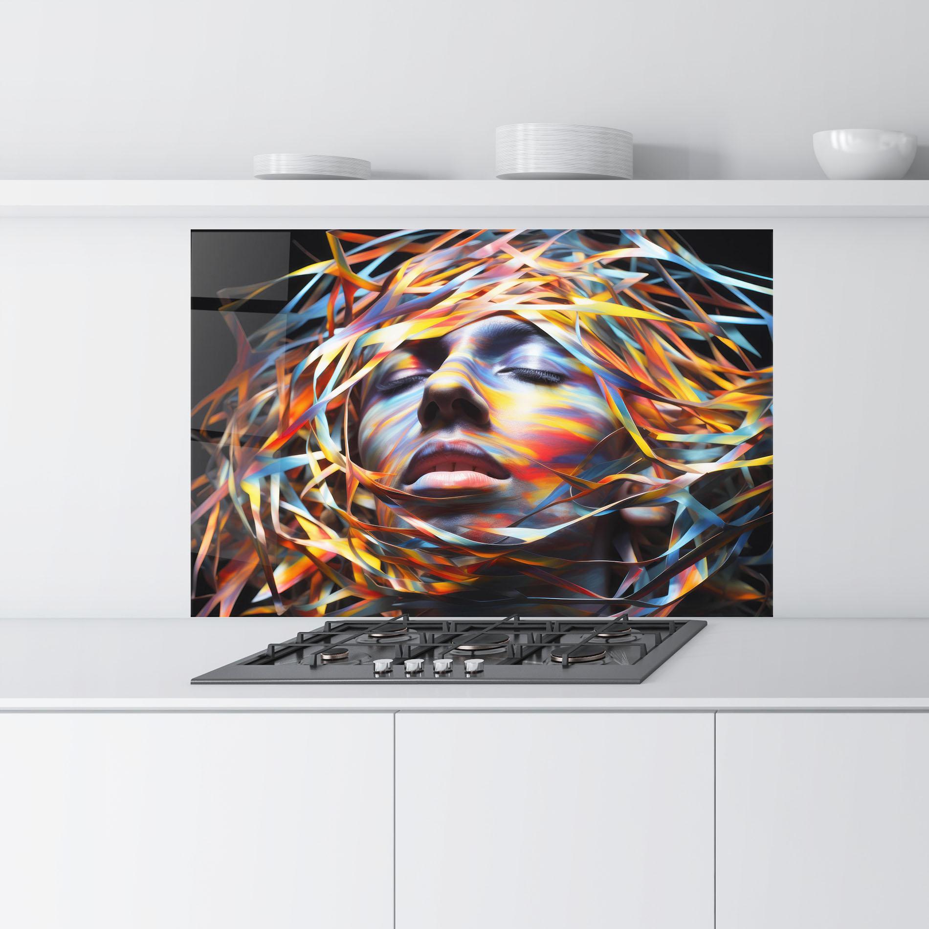 Konyhai üveg hátfal Colorful Ribbons Hair mockup 9