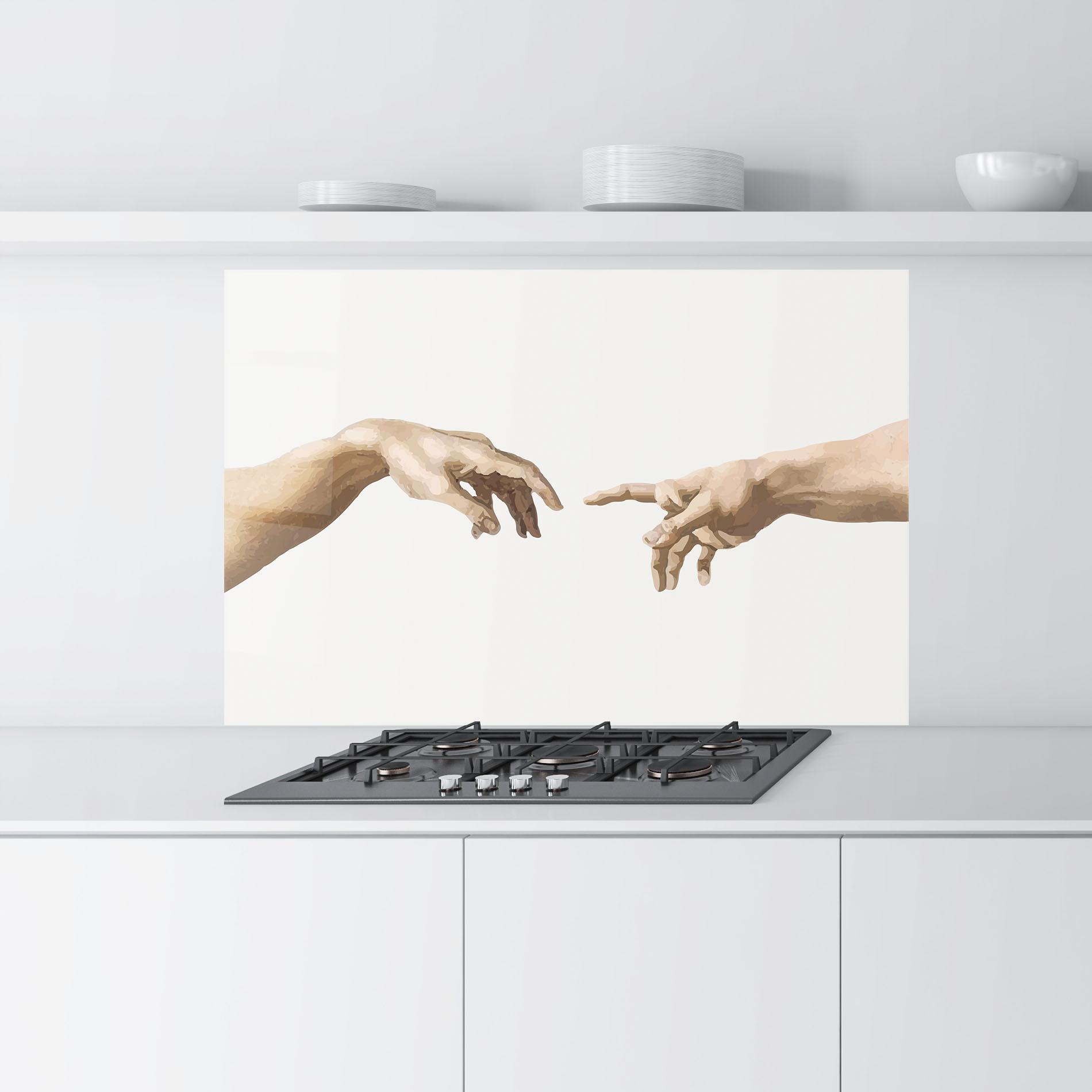 Konyhai üveg hátfal Cream Hands Art mockup 9