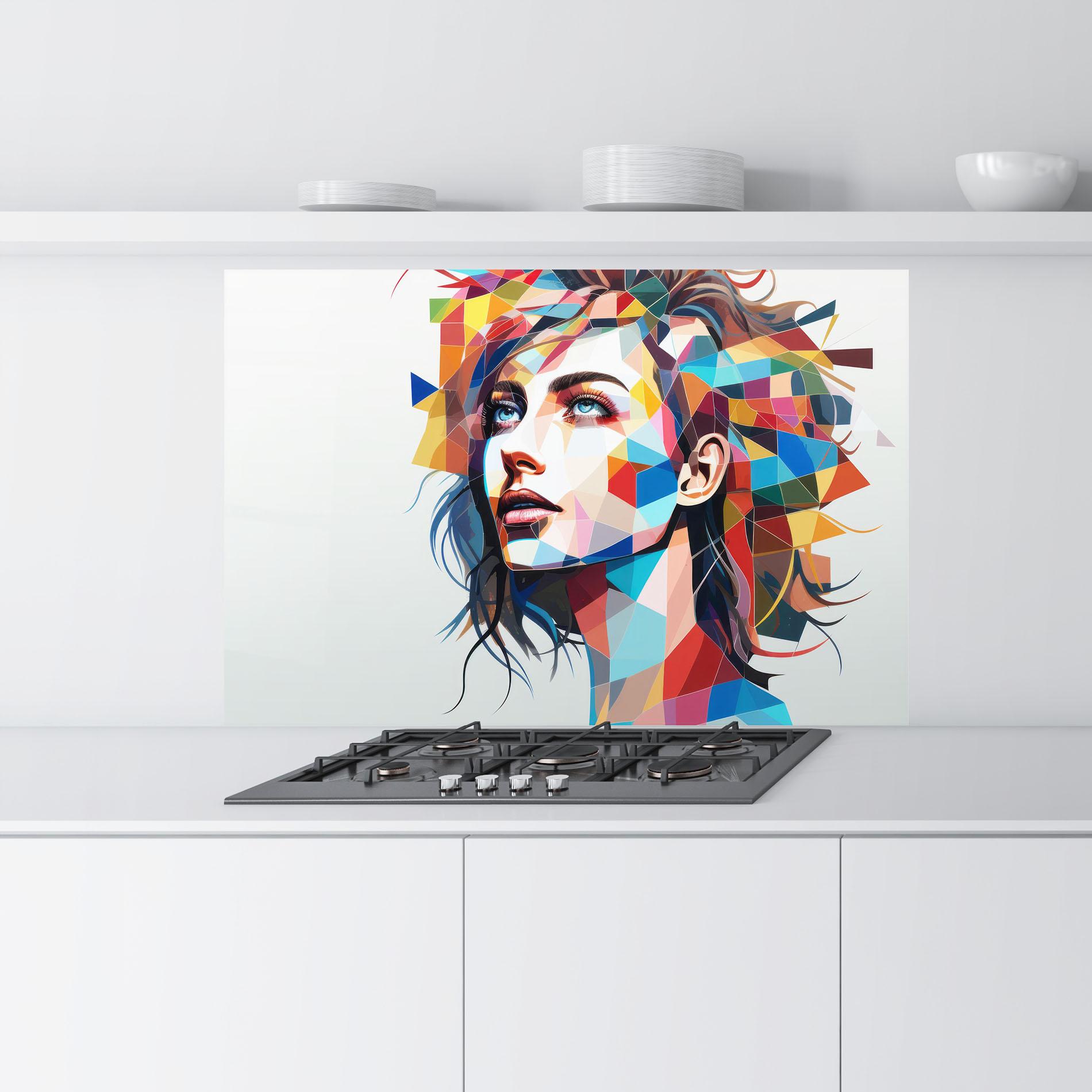 Konyhai üveg hátfal Geometric Shapes Hair mockup 9