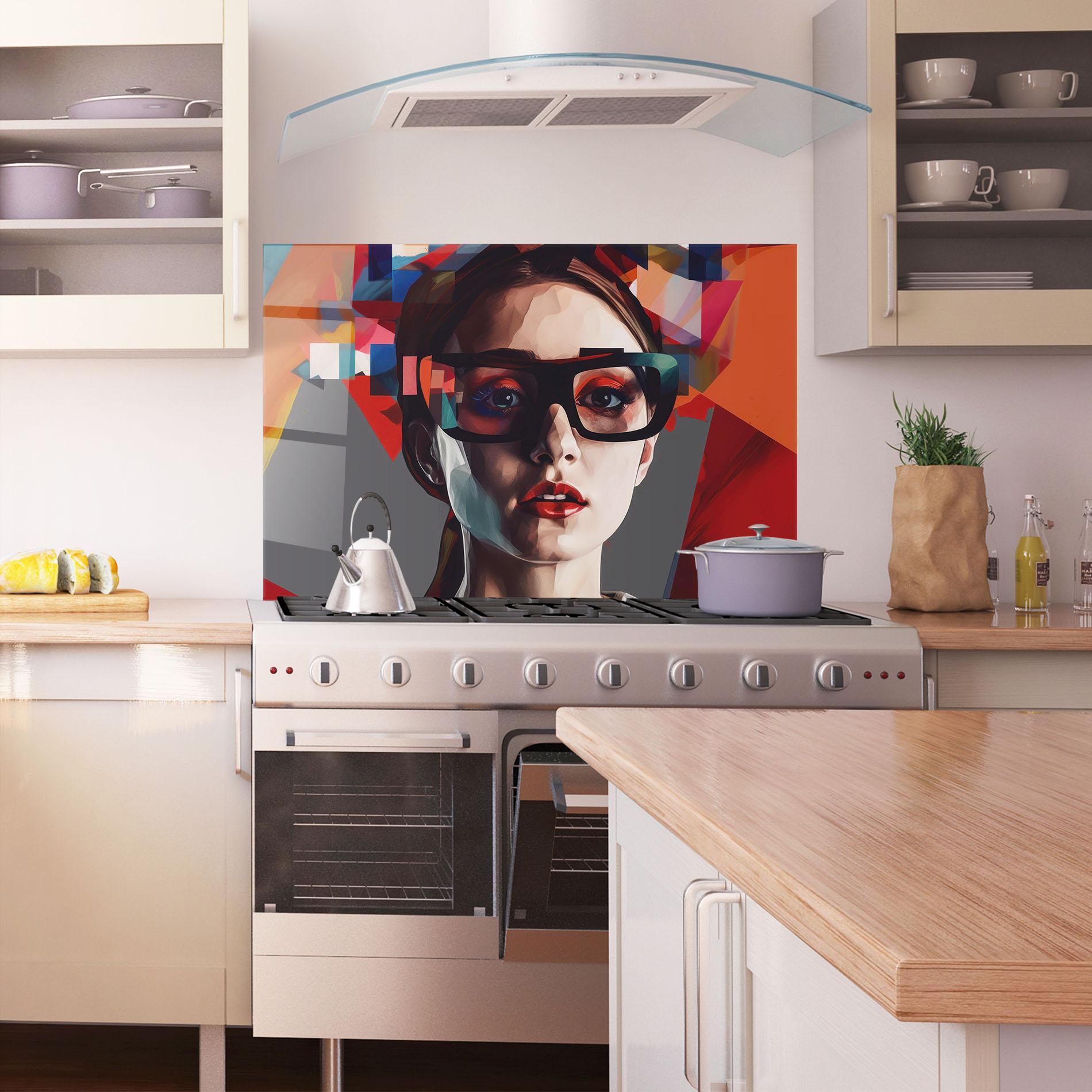 Konyhai üveg hátfal Big Black Glasses mockup 1