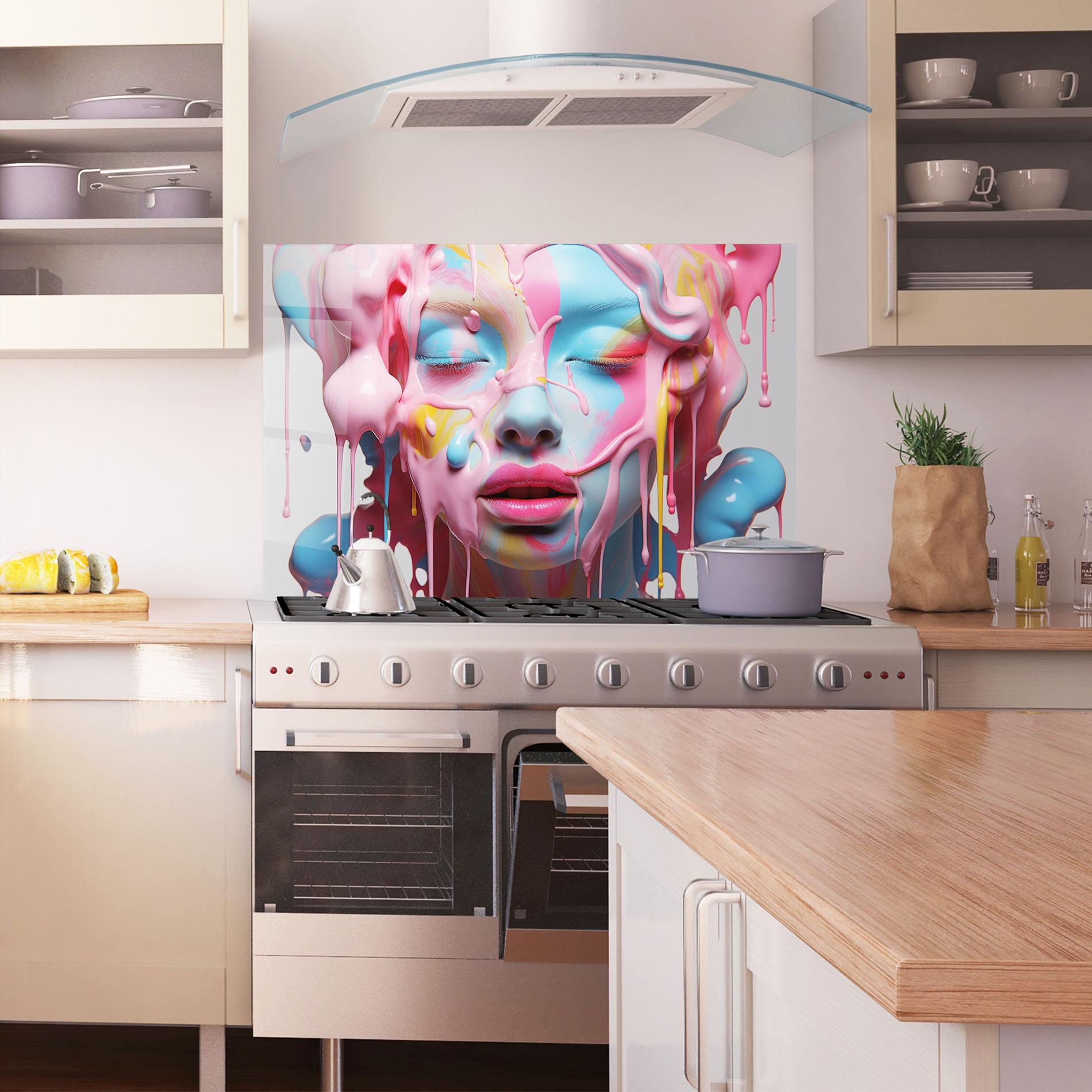 Konyhai üveg hátfal Colorful Face Paint mockup 1