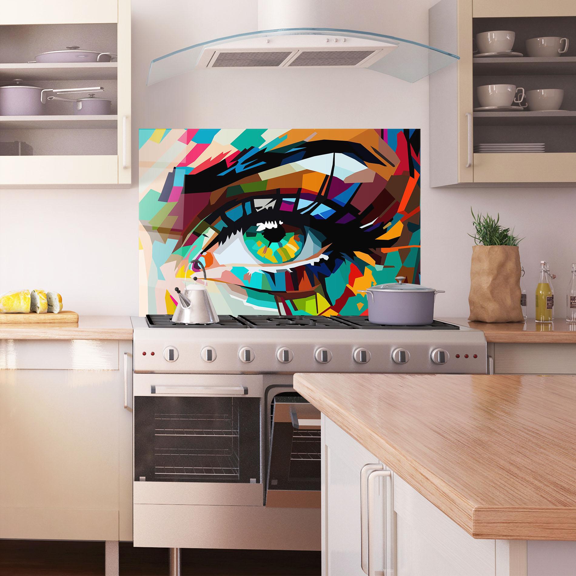 Konyhai üveg hátfal Green Art Eye mockup 1