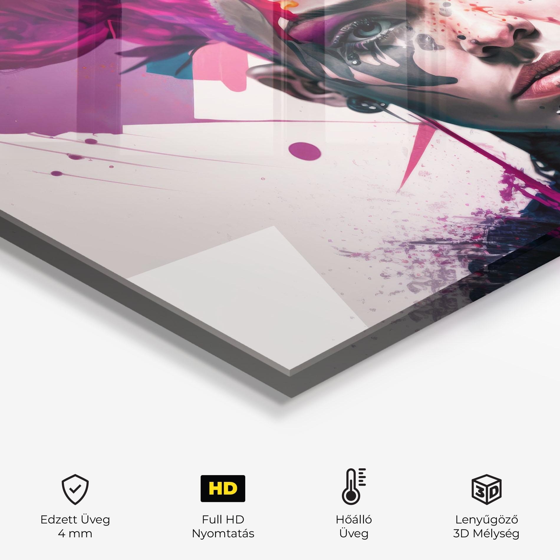 Konyhai üveg hátfal Abstract Pink Hair mockup 2