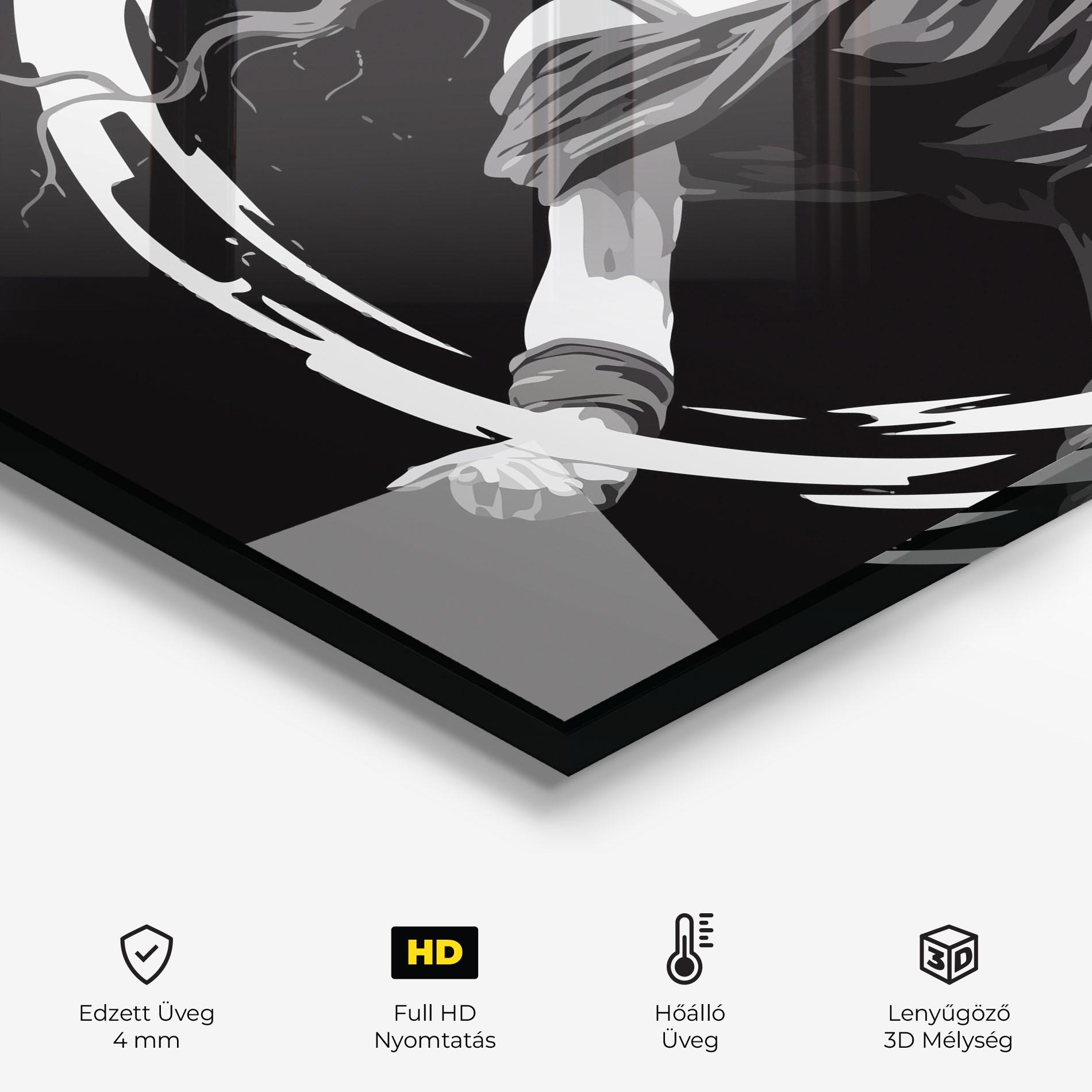 Konyhai üveg hátfal Circle Grey Lady mockup 2